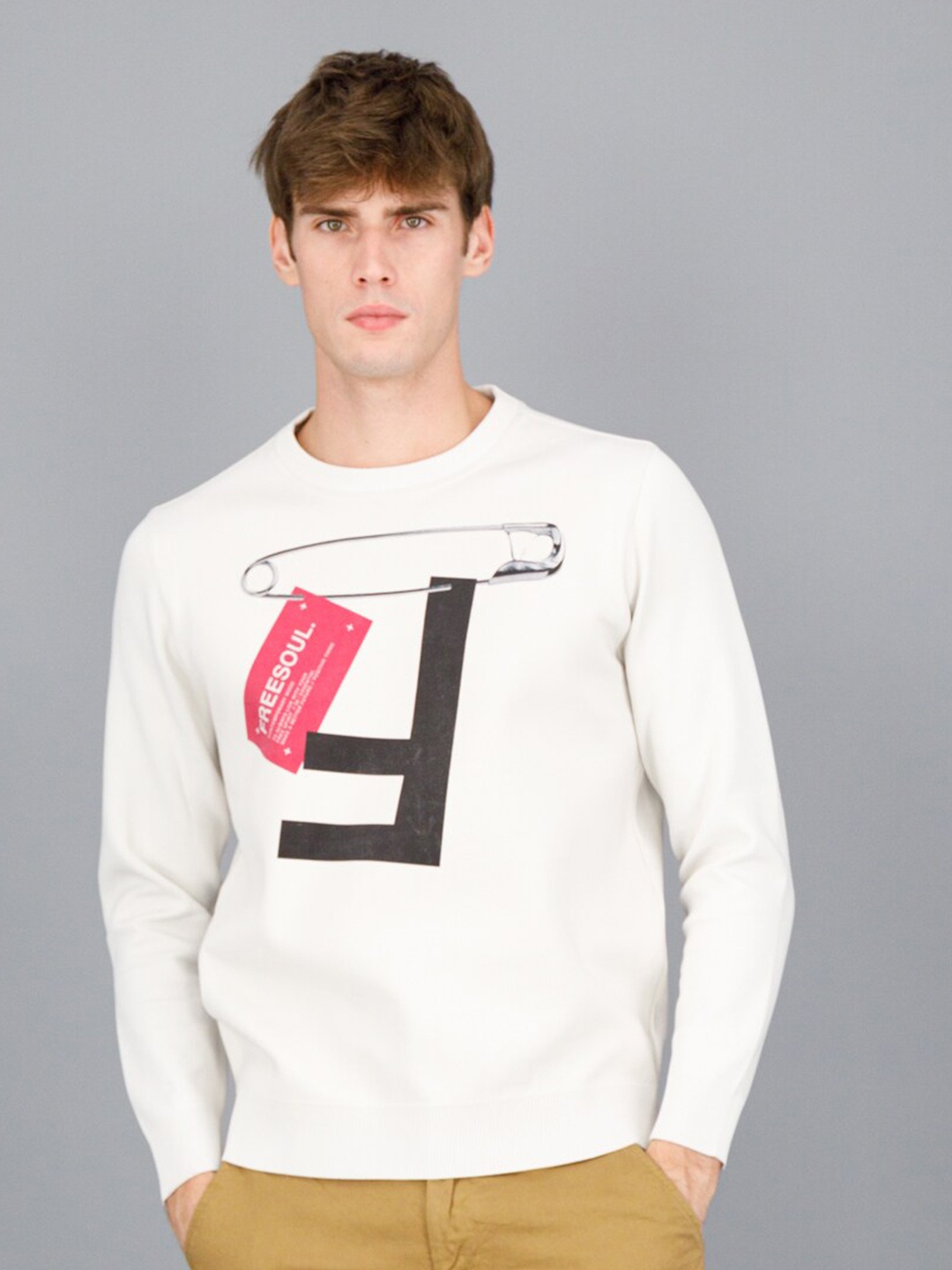 

FREESOUL Men Printed Sweatshirt, Off white