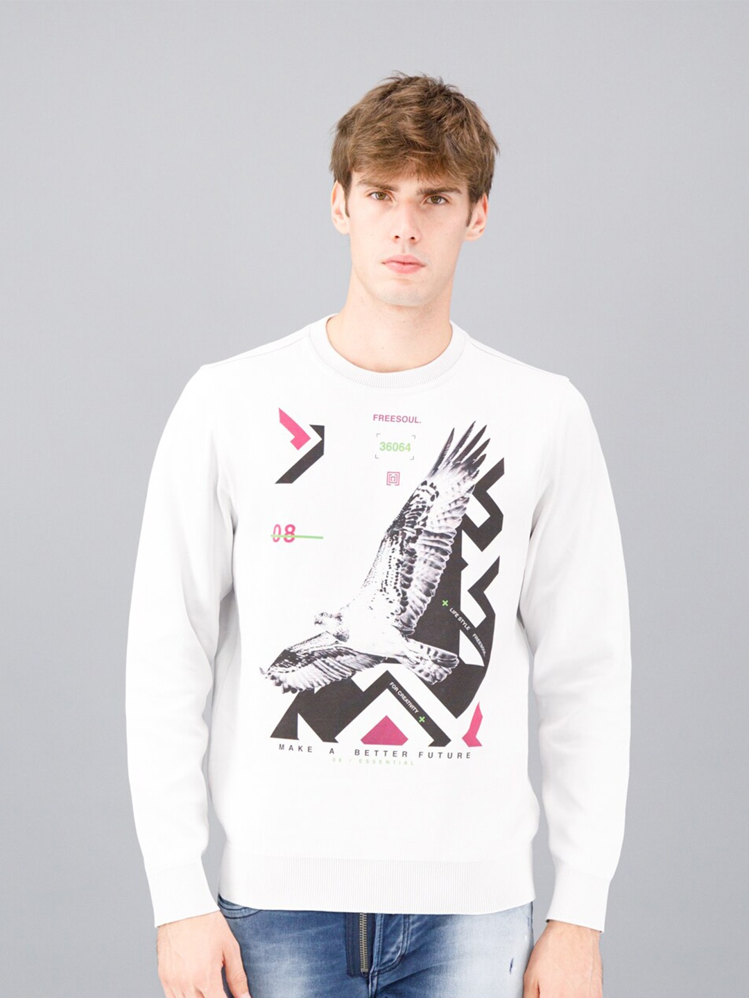 

FREESOUL Men Printed Sweatshirt, Grey