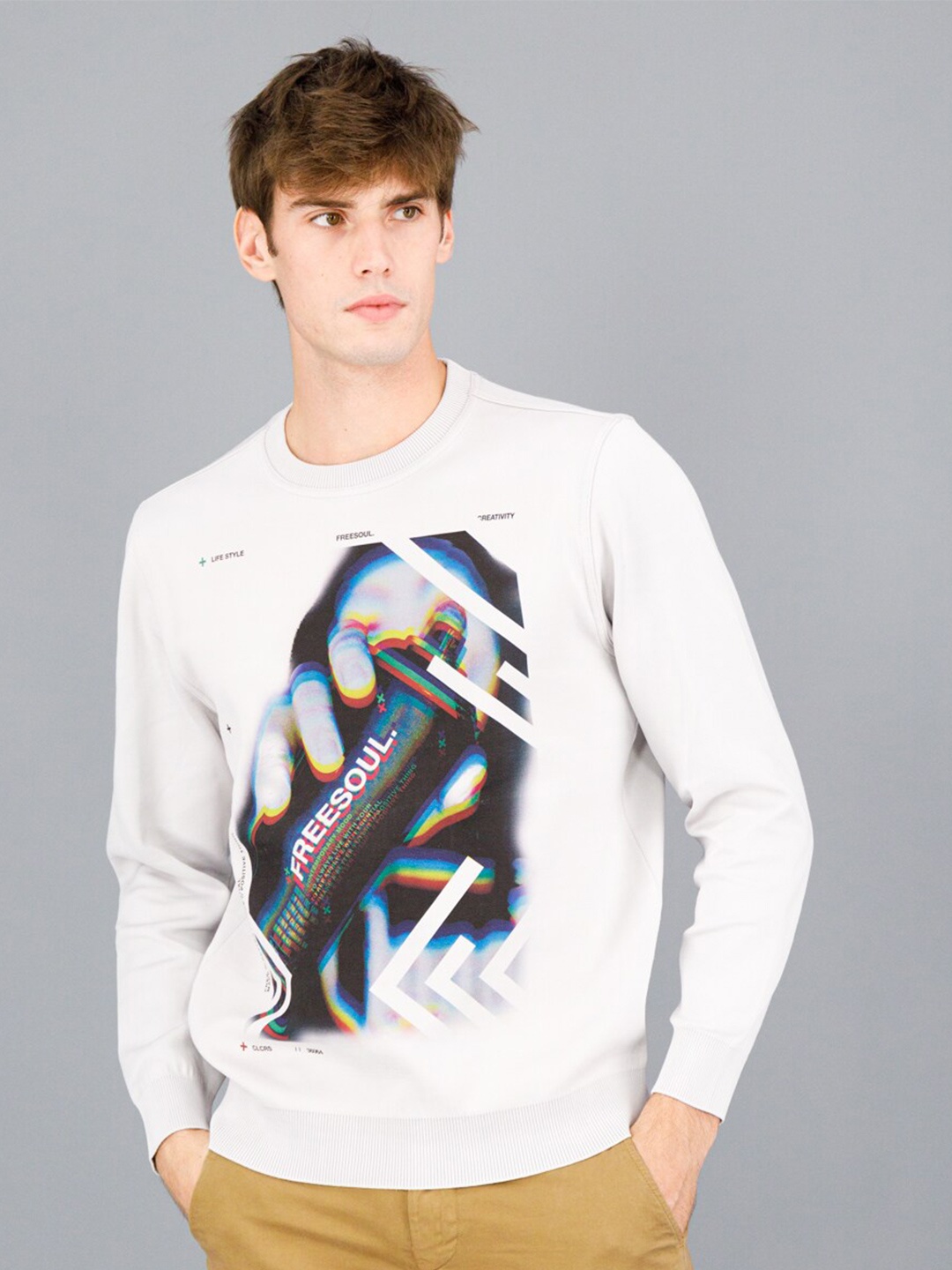 

FREESOUL Men Printed Sweatshirt, Off white