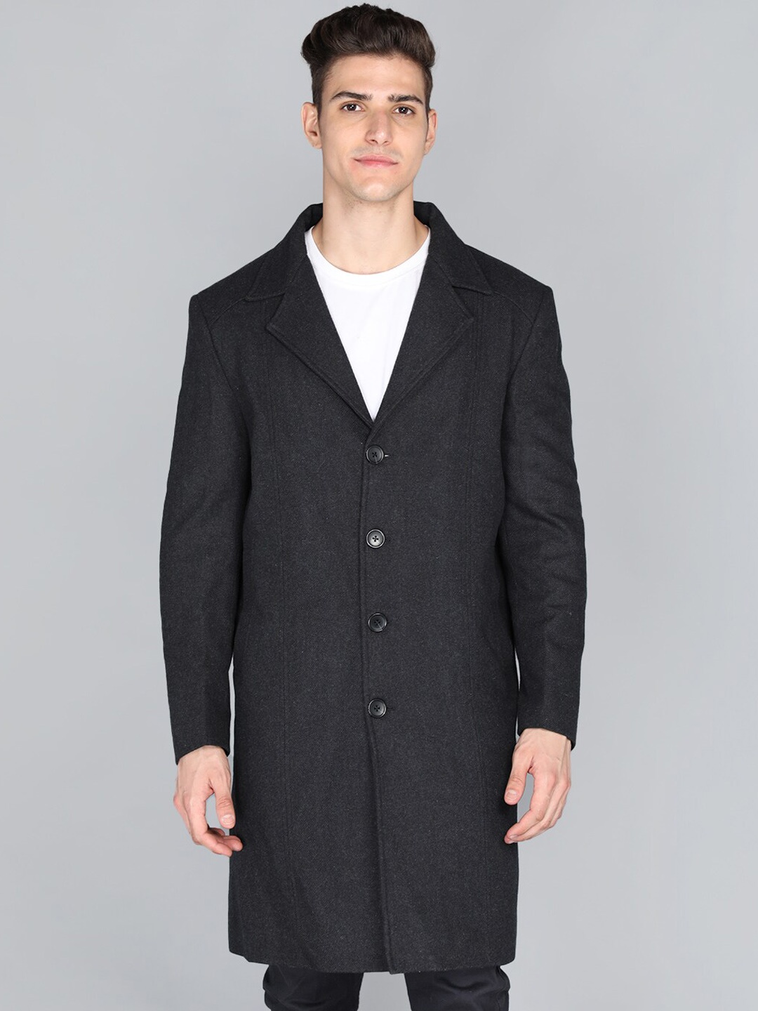 

LURE URBAN Men Grey Solid Trench Coat