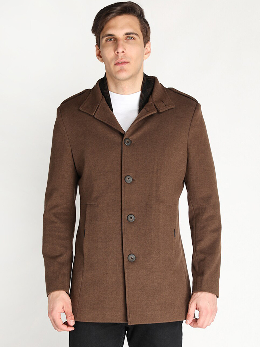 

LURE URBAN Men Khaki-Coloured Solid Trench Coat