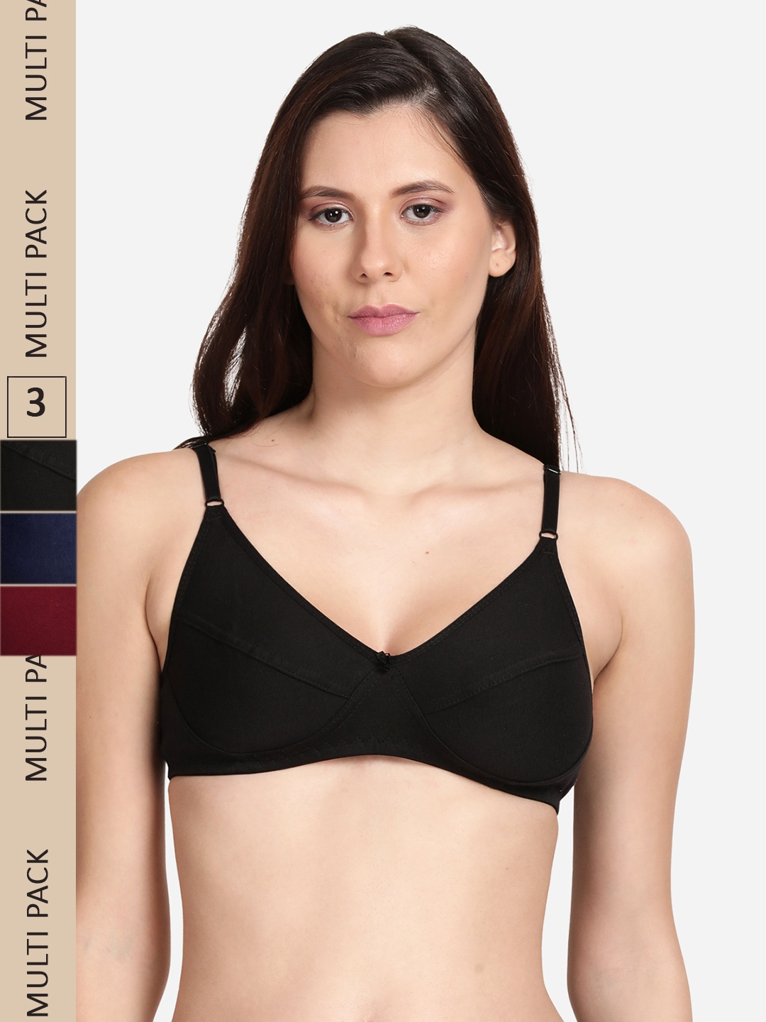 

shyaway Pack of 3 Everyday Bra, Black