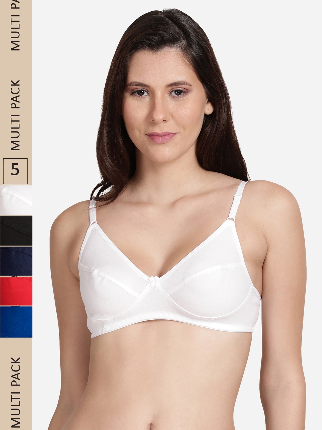 

shyaway Pack of 5 Non-Wired All Day Comfort Cotton Bra, Navy blue