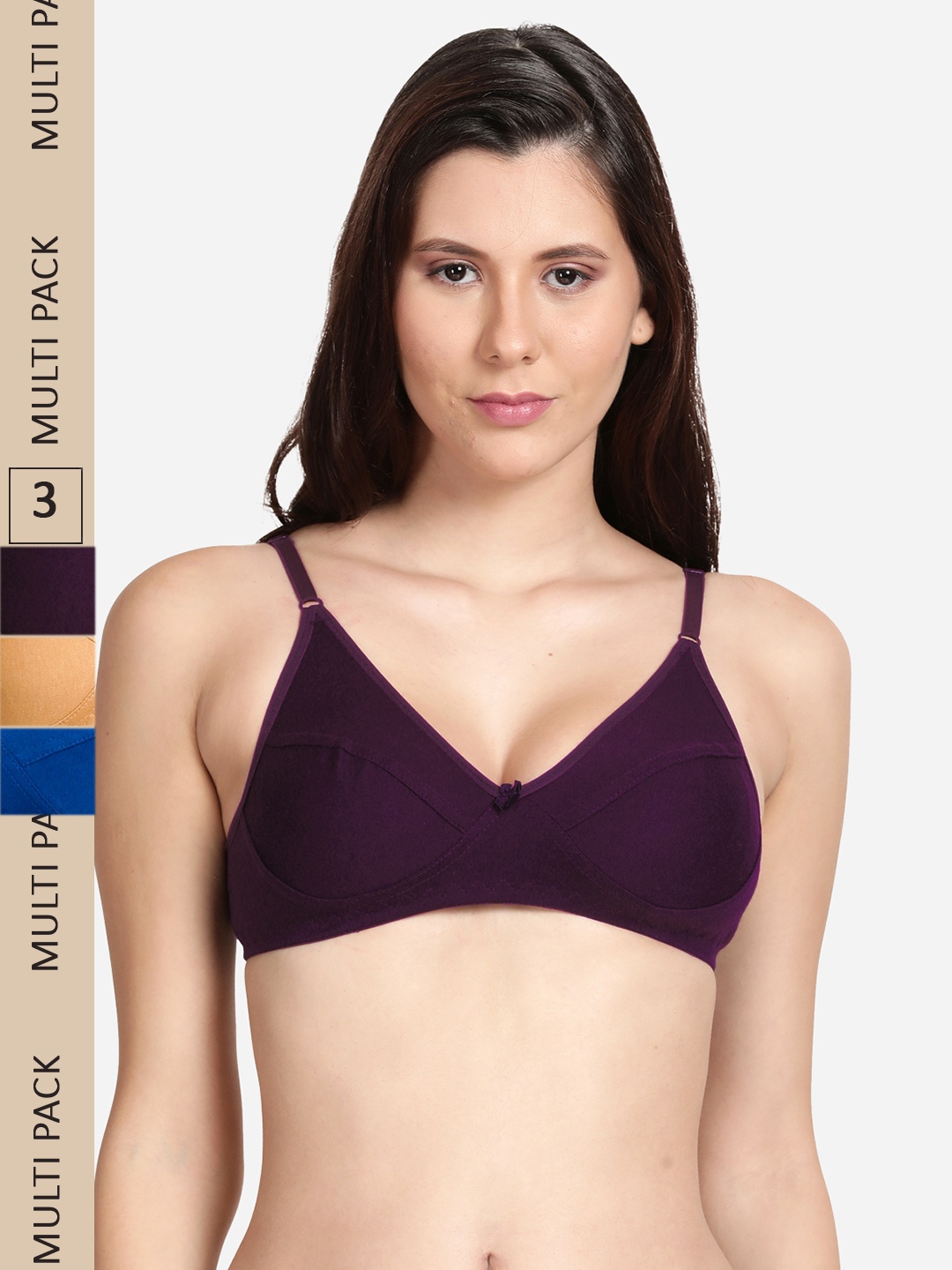 

shyaway Pack of 3 Non-Wired All Day Comfort Cotton Bra, Beige