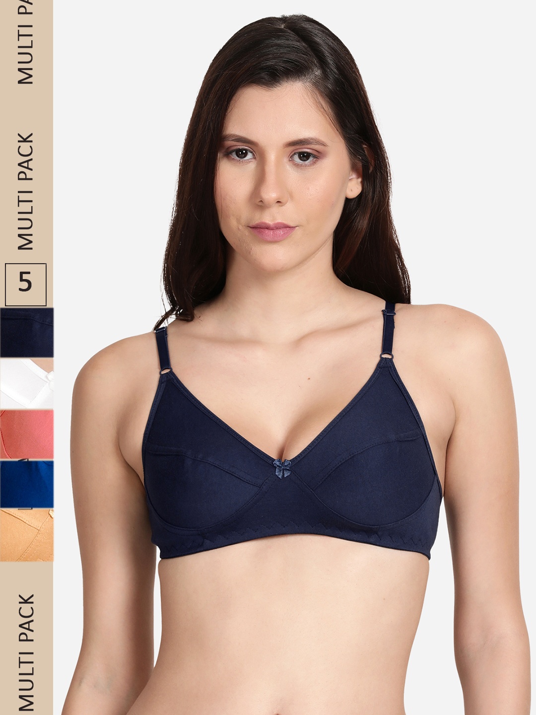 

shyaway Pack of 5 Non-Wired All Day Comfort Cotton Bra, Pink