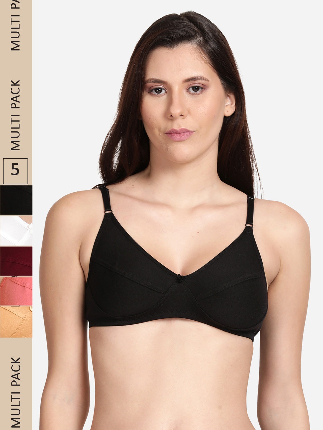 

shyaway Pack of 5 Non-Wired All Day Comfort Cotton Bra, Maroon