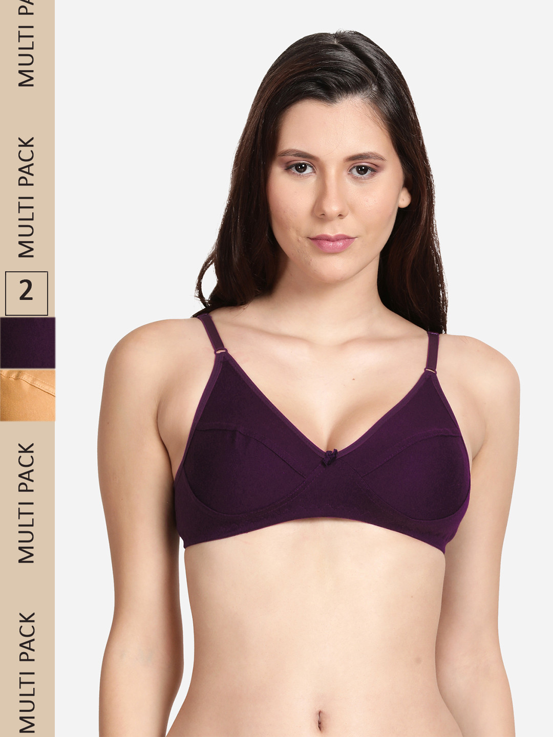 

shyaway Pack Of 2 Cotton Non Padded Non-Wired Bra, Beige