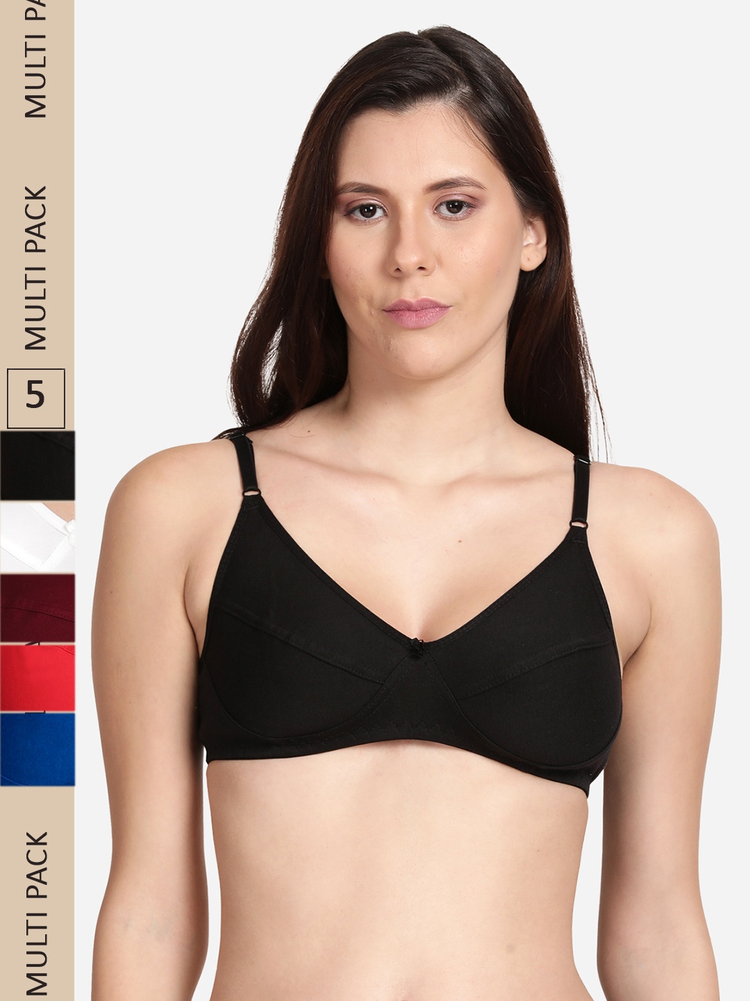

shyaway Pack Of 5 Cotton Bra, Maroon