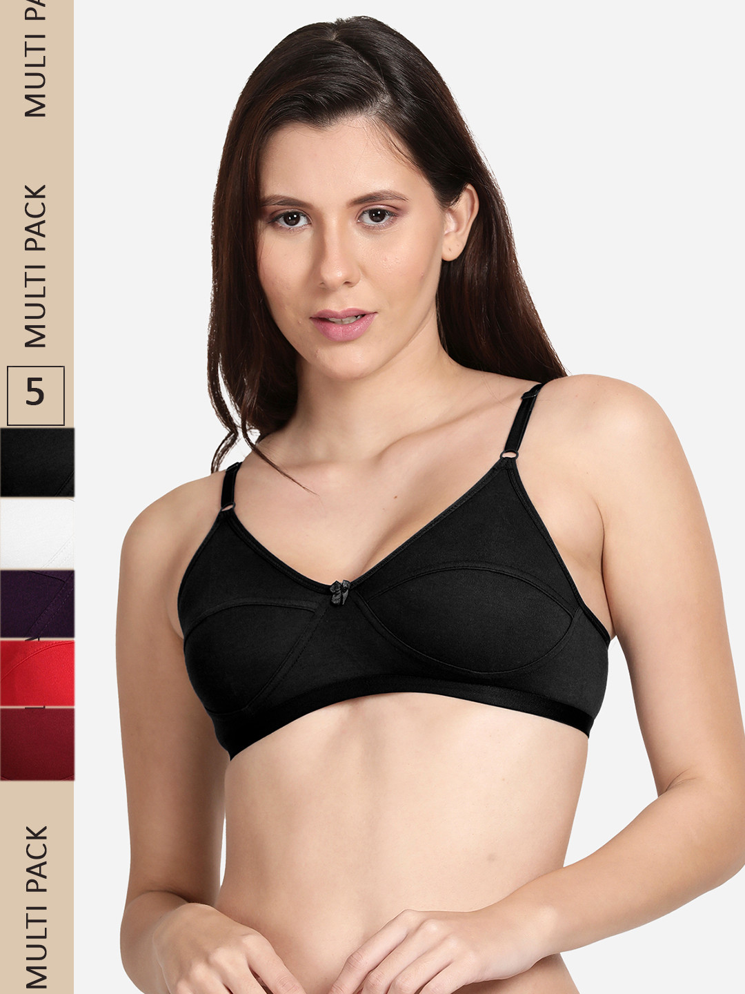 

shyaway Pack Of 5 Cotton Bra, Maroon