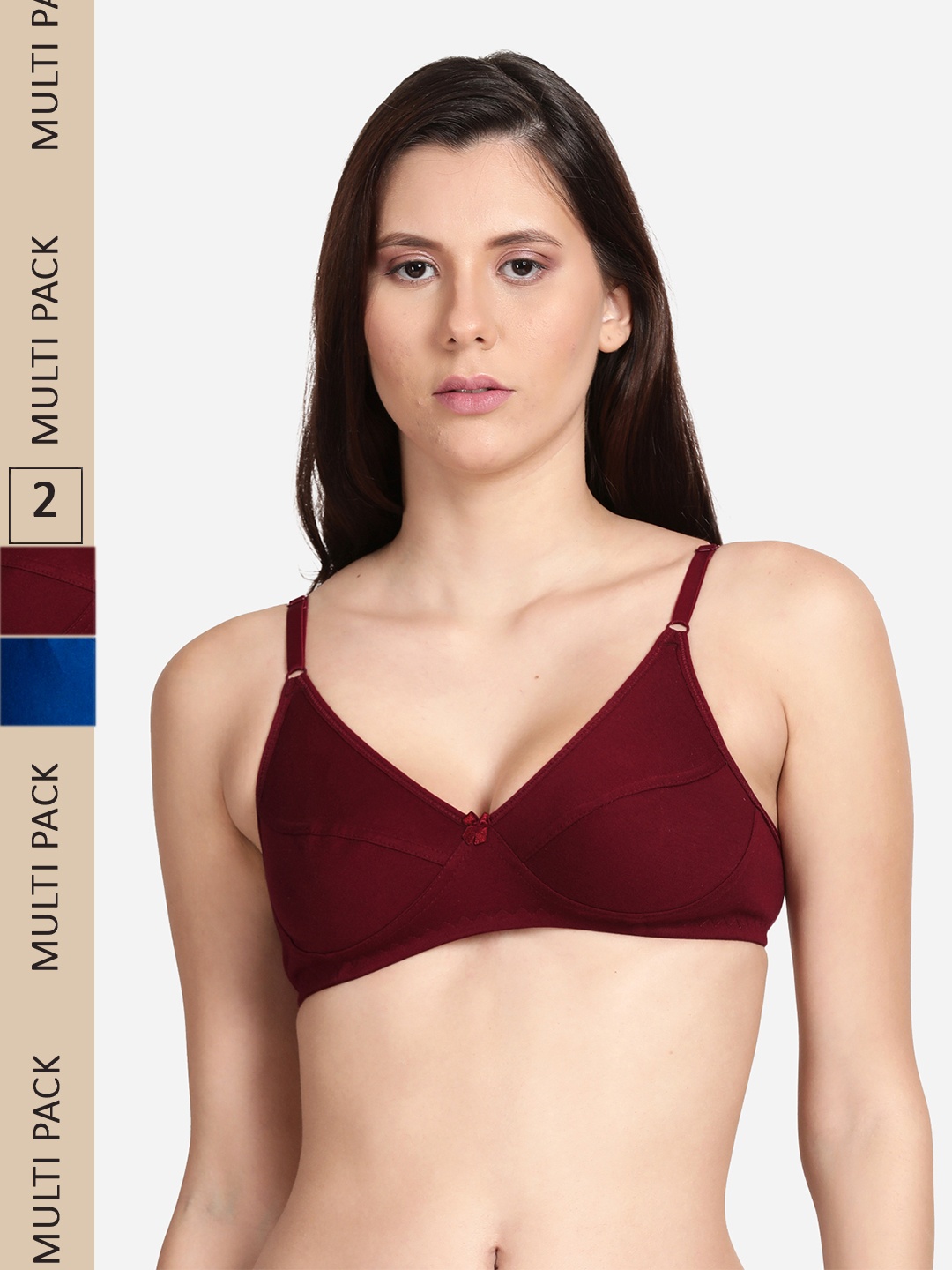 

shyaway Pack of 2 Cotton Non Padded Everyday Bra, Maroon