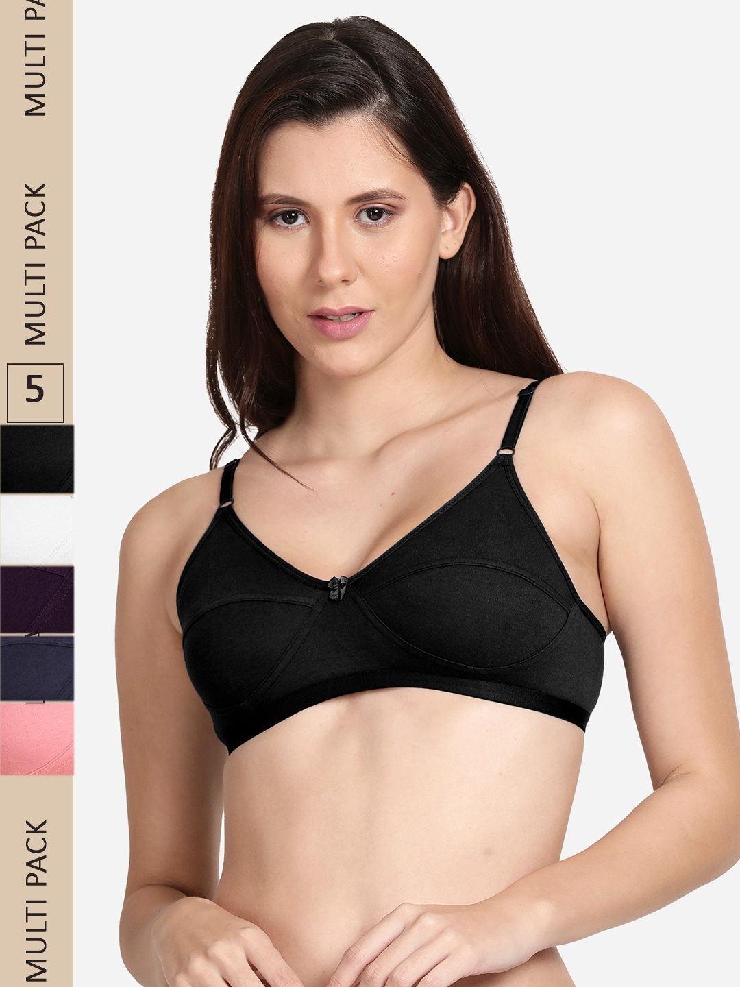 

shyaway Pack of 5 Cotton Non Padded Everyday Bra, Pink