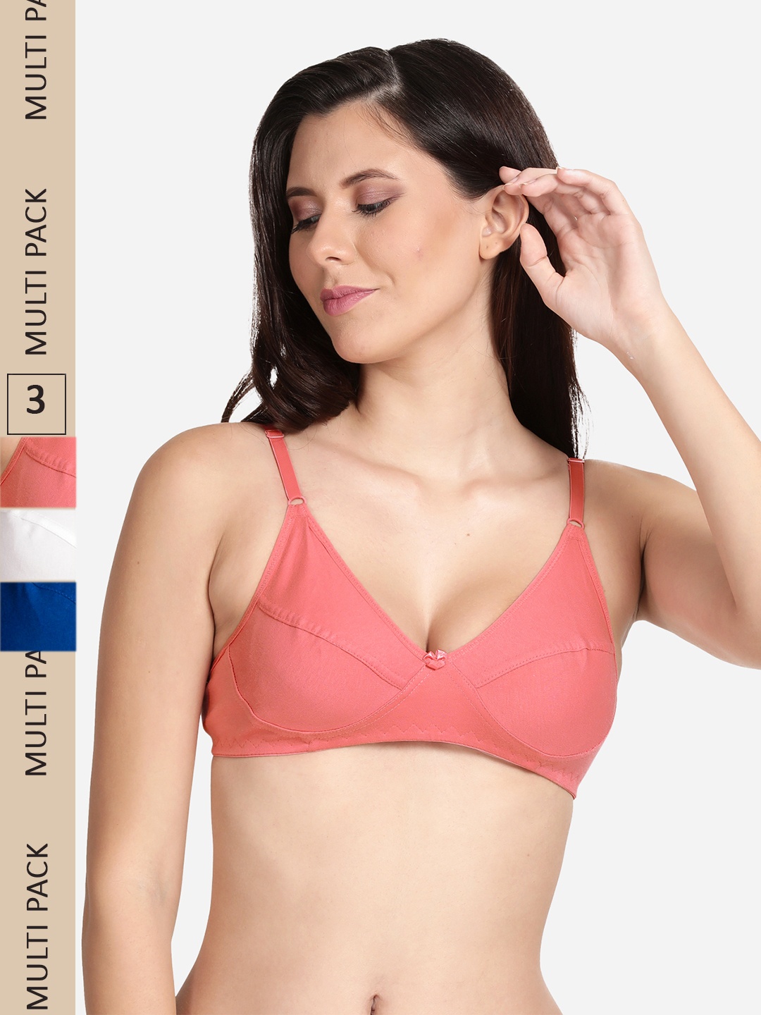 

shyaway Pack of 3 Cotton Non Padded Everyday Bra, Blue