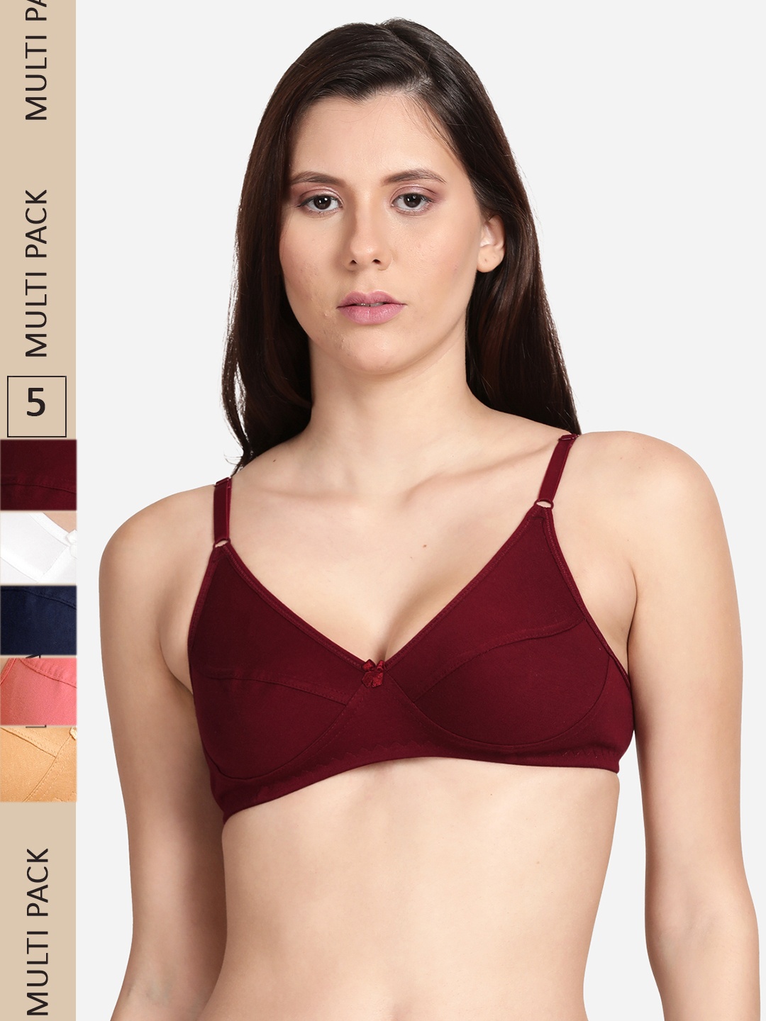 

shyaway Pack of 5 Cotton Non Padded Everyday Bra, Magenta