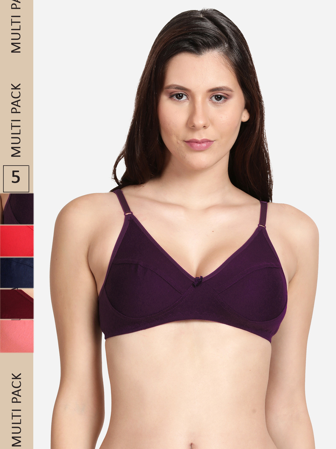 

shyaway Pack Of 5 Everyday Non-Padded Bra, Navy blue