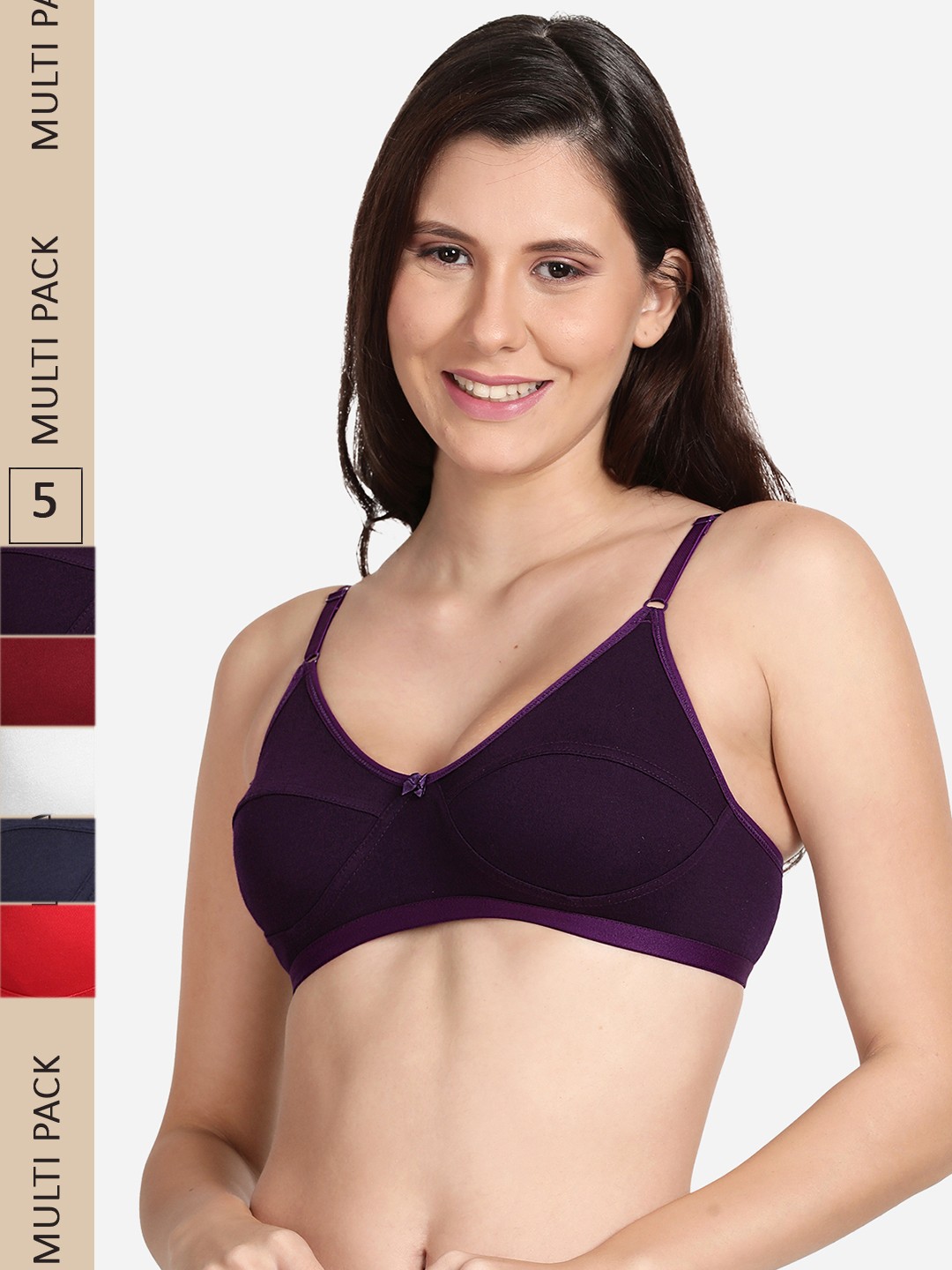 

shyaway Pack Of 5 Everyday Non-Padded Bra, Maroon