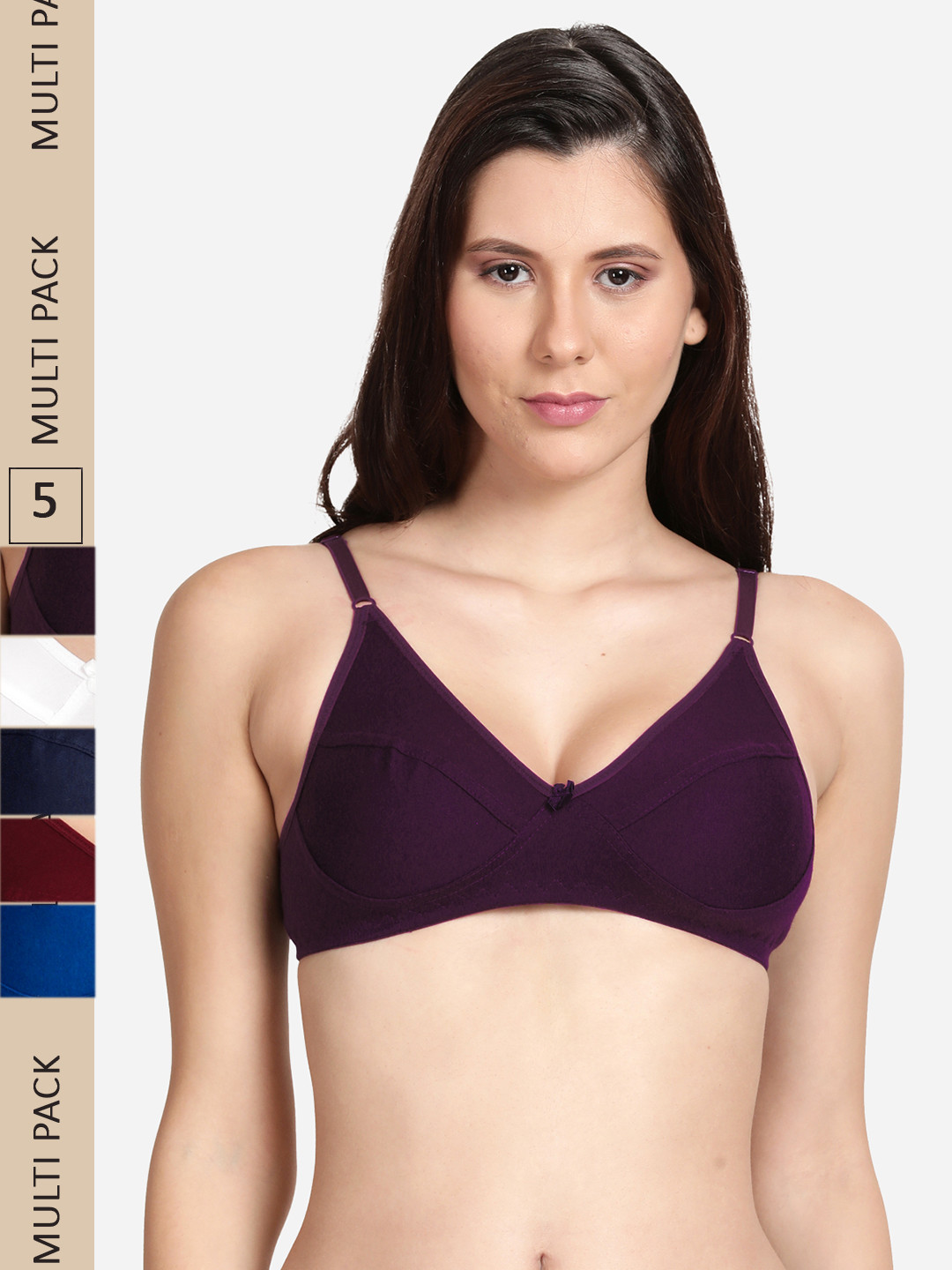 

shyaway Pack Of 5 Everyday Non-Padded Bra, Navy blue