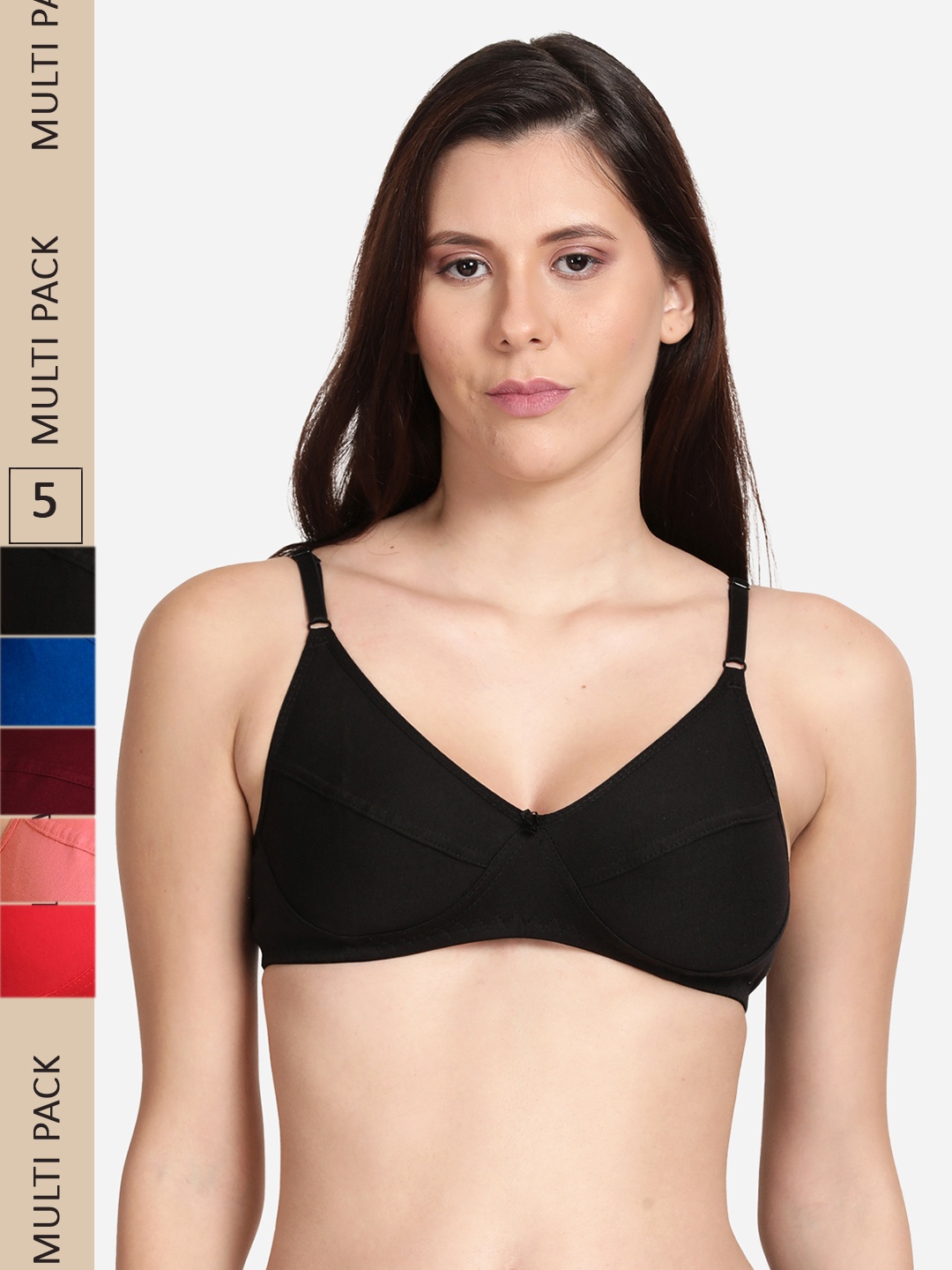 

shyaway Pack Of 5 Everyday Non-Padded Bra, Maroon
