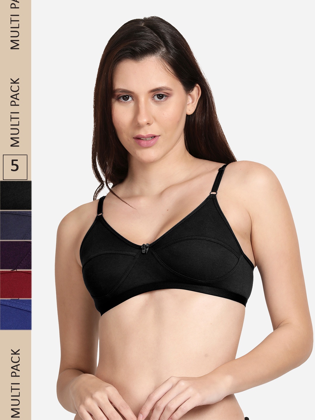 

shyaway Pack Of 5 Non Padded Low Support Bra, Maroon