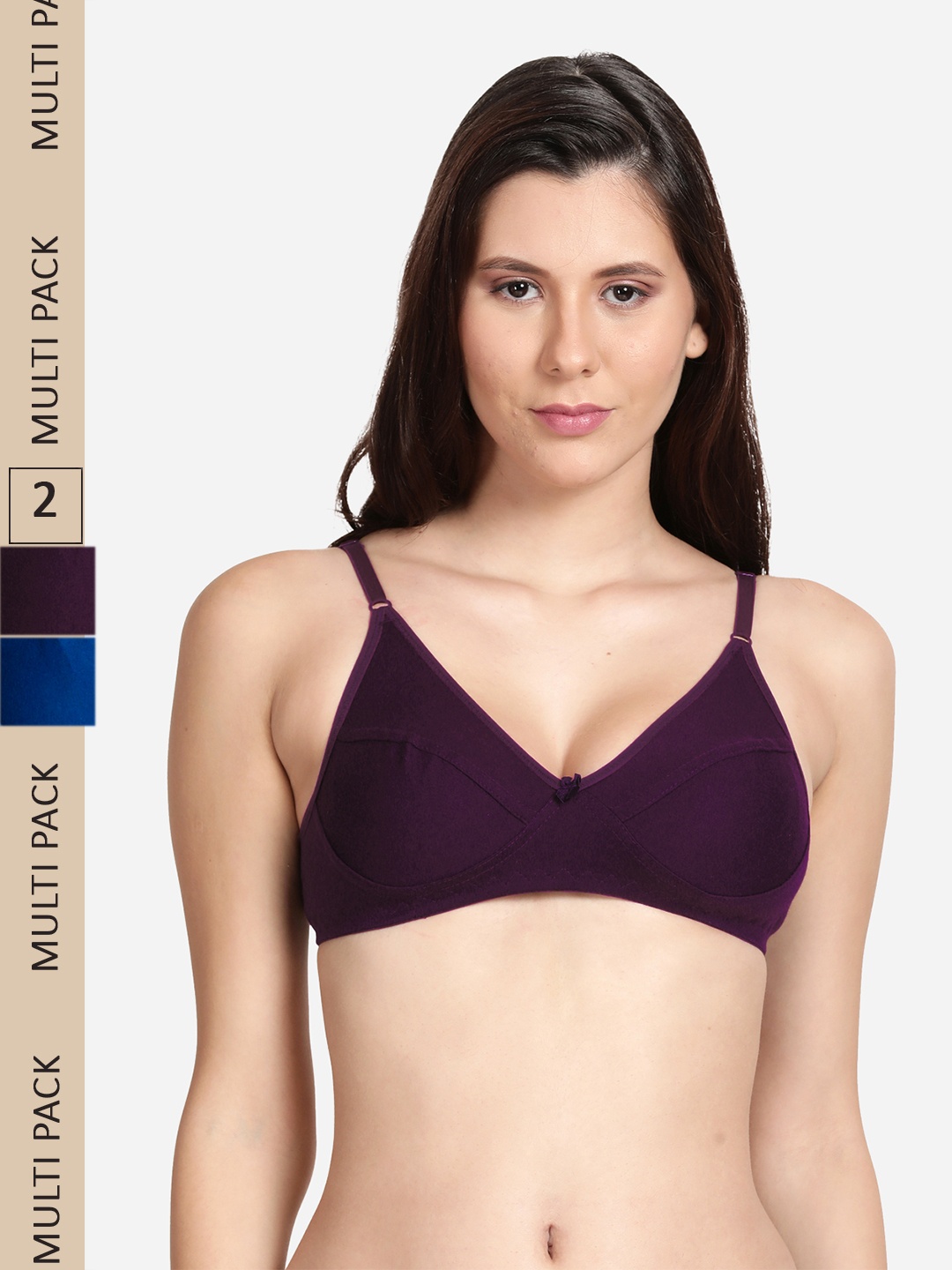 

shyaway Pack Of 2 Non Padded Non Wired Cotton Everyday Bra, Purple