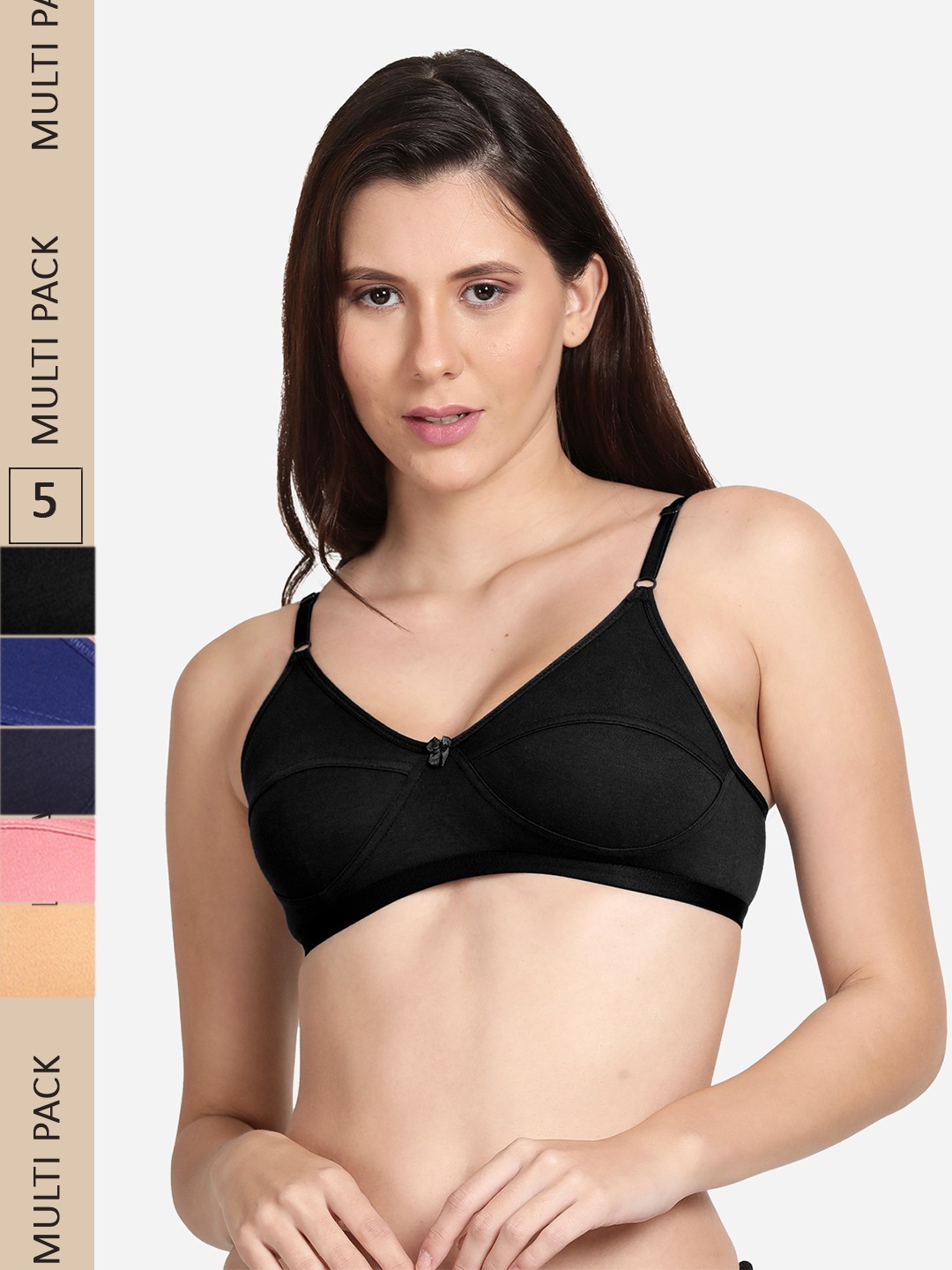 

shyaway Pack Of 5 Non Padded Non Wired Cotton Everyday Bra, Pink