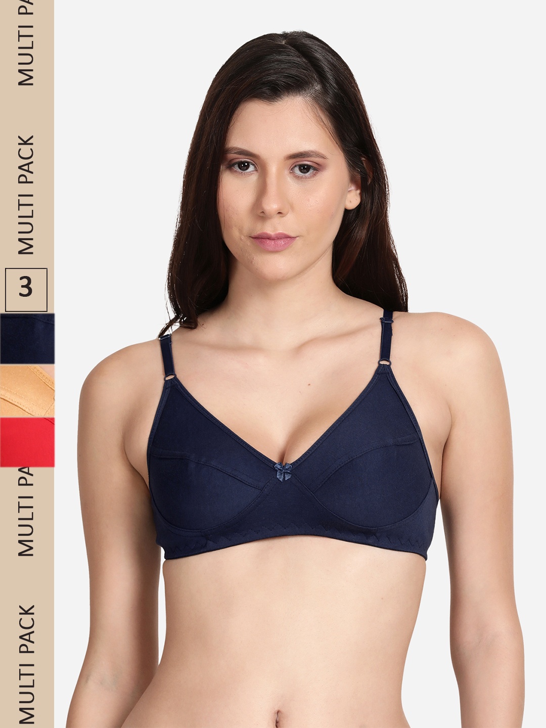 

shyaway Pack Of 3 Non Padded Non Wired Cotton Everyday Bra, Red
