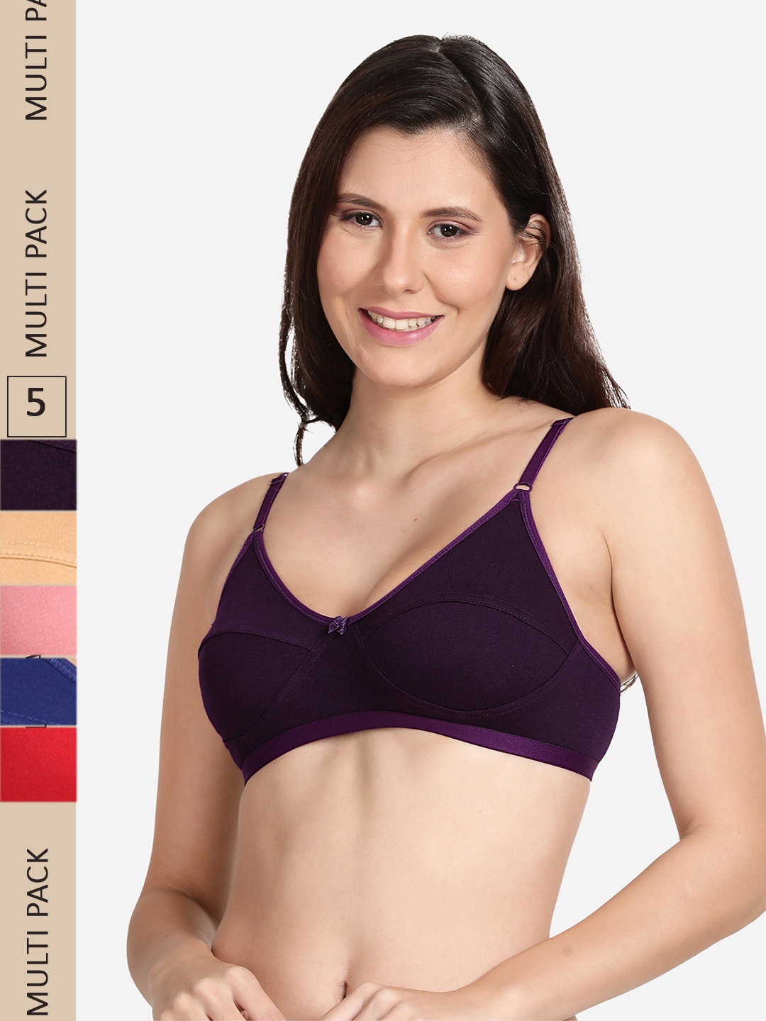 

shyaway Pack Of 5 Non Padded Cotton Bra, Nude