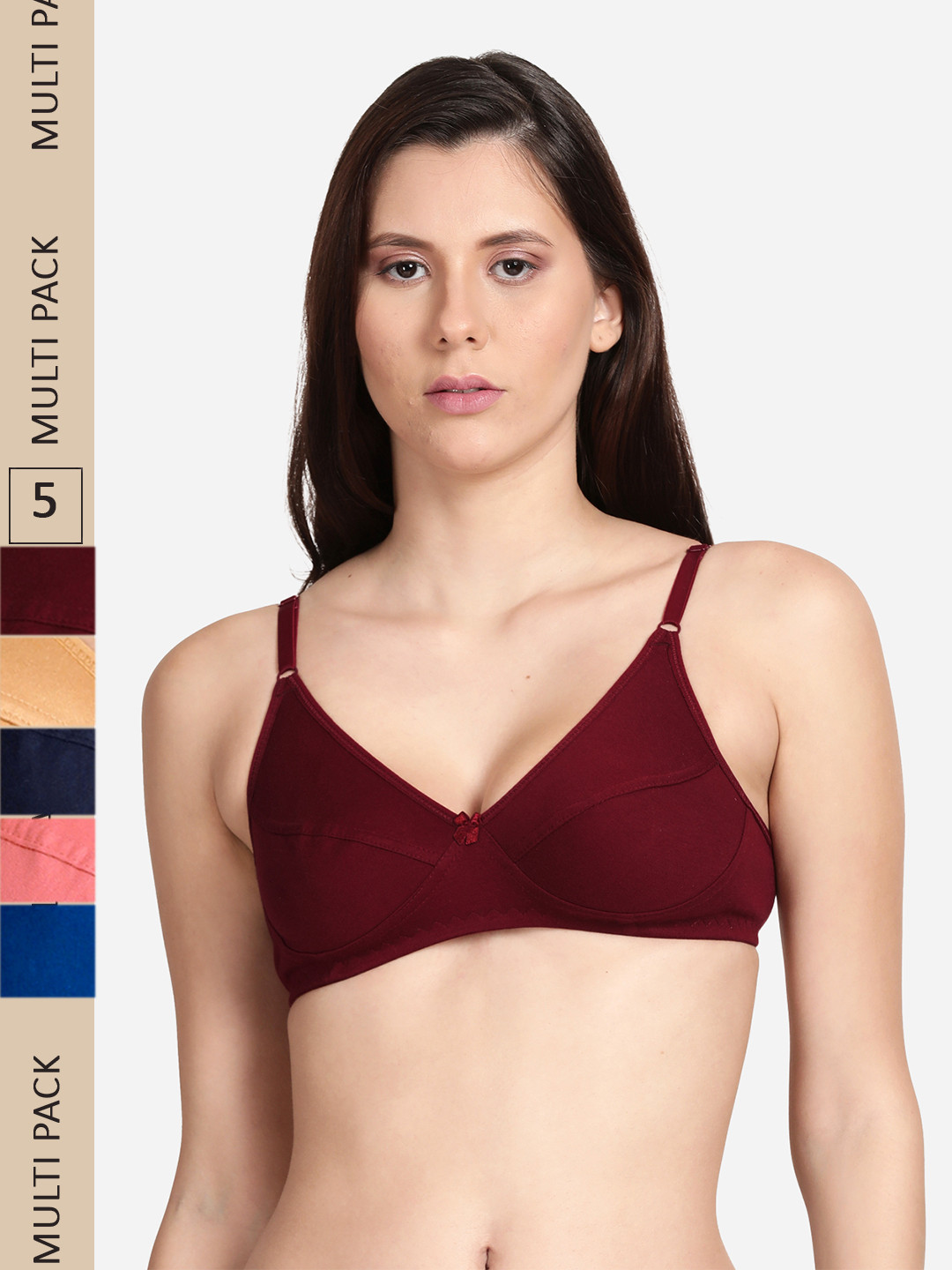 

shyaway Pack Of 5 Cotton Low Support Everyday Bra, Navy blue