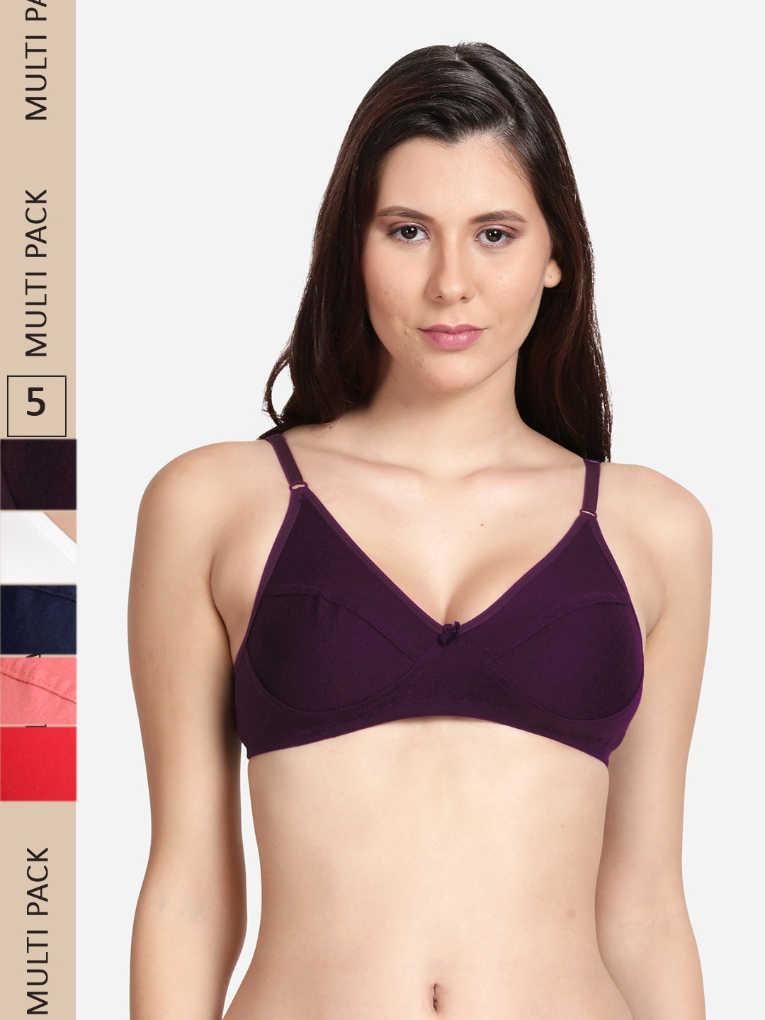 

shyaway Pack Of 5 Cotton Low Support Everyday Bra, Pink