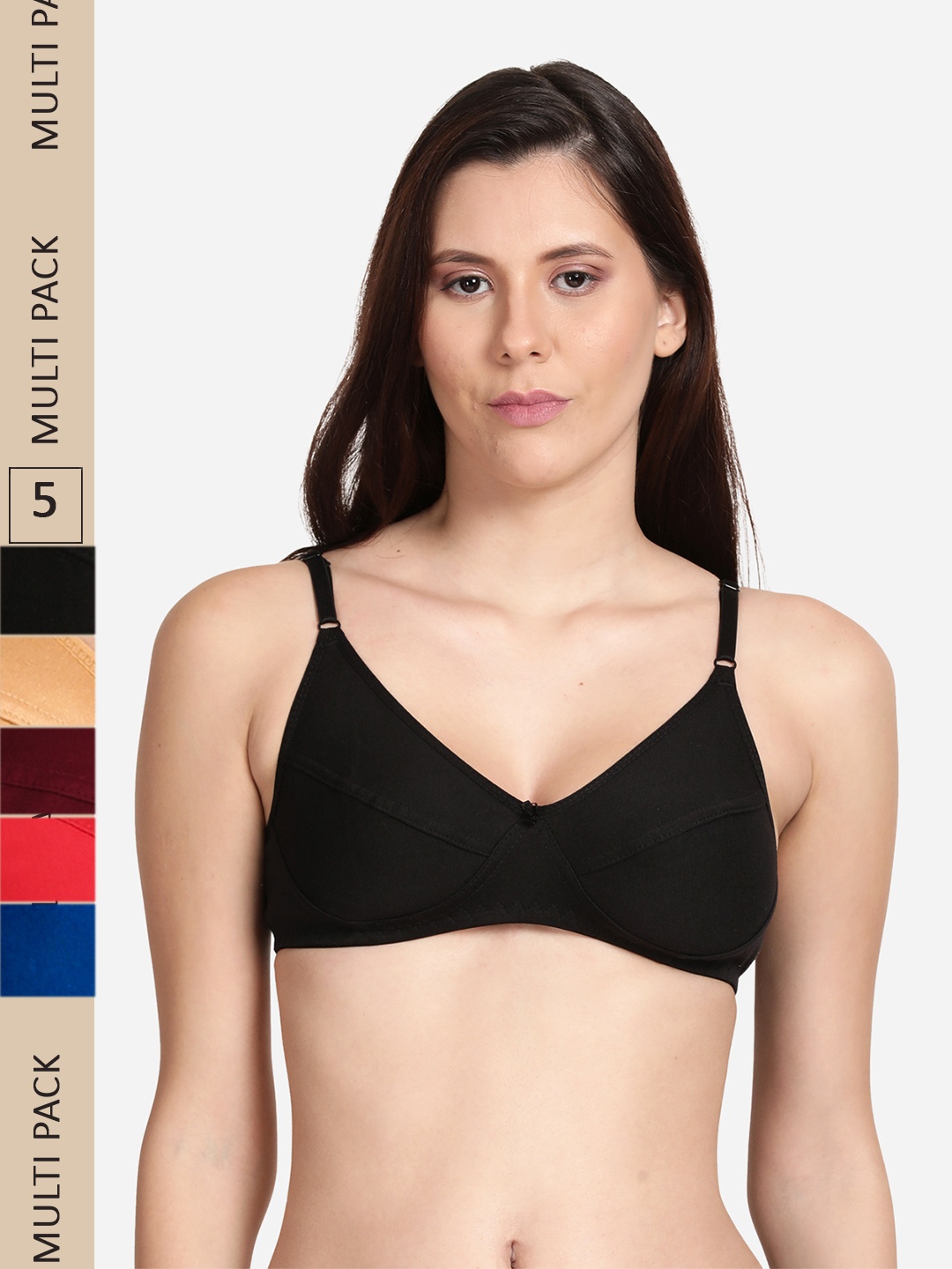 

shyaway Pack Of 5 Cotton Low Support Everyday Bra, Maroon