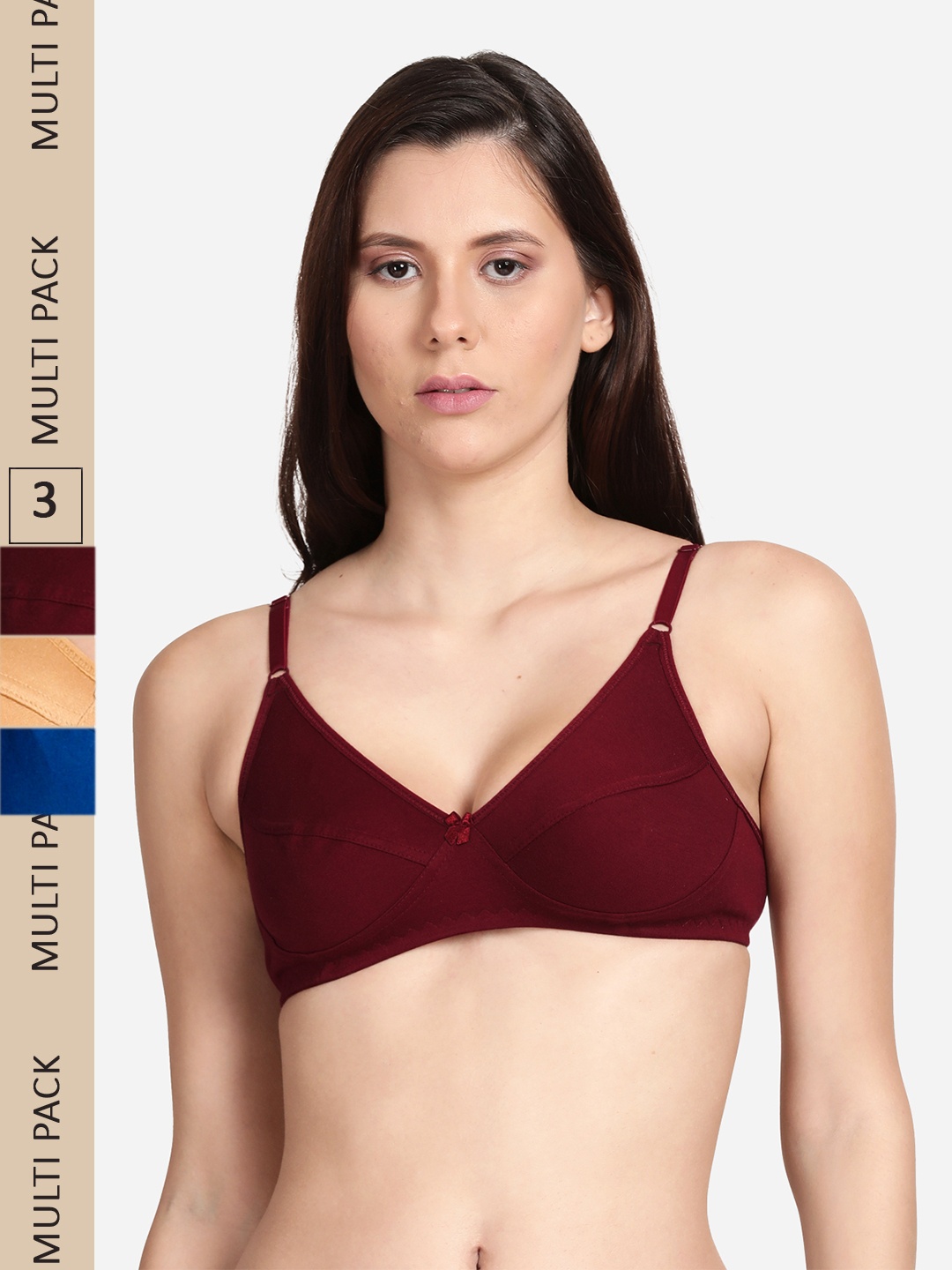 

shyaway Pack Of 3 Cotton Low Support Everyday Bra, Blue