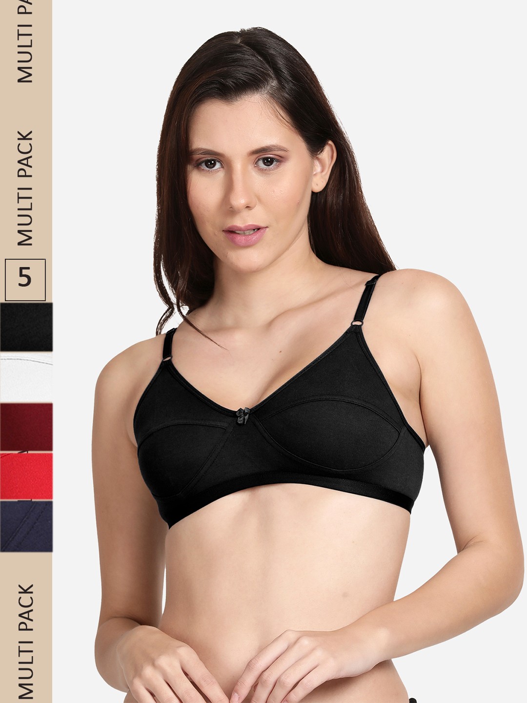 

shyaway Pack Of 5 Cotton Low Support Everyday Bra, Maroon