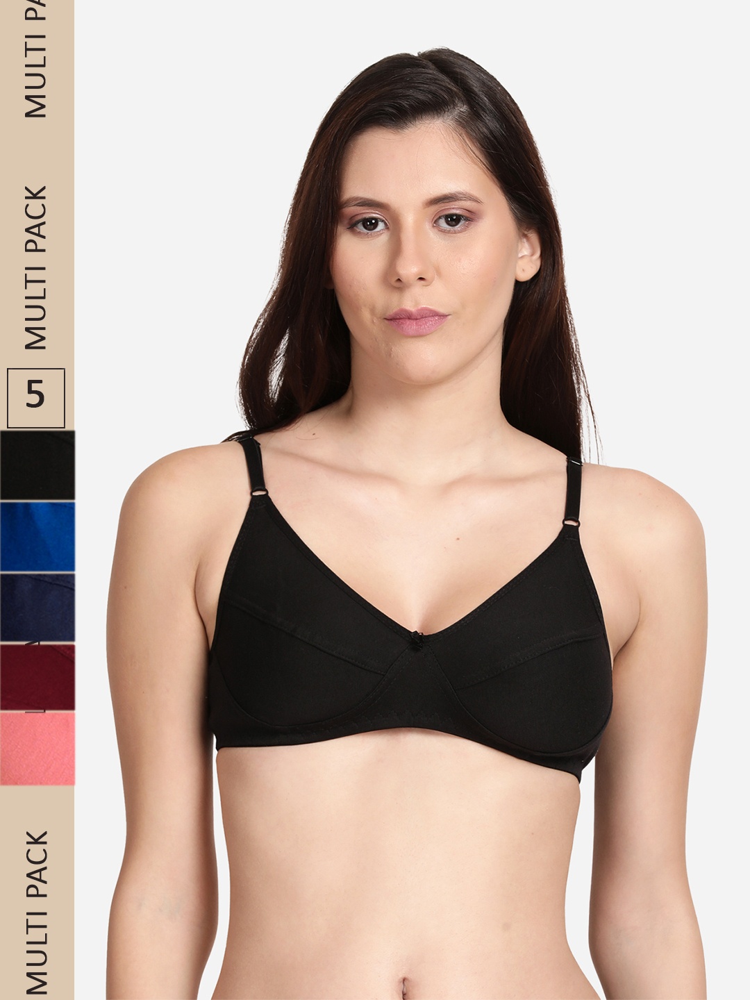 

shyaway Pack of 5 Non Padded Non Wired Everyday Cotton Bra, Maroon