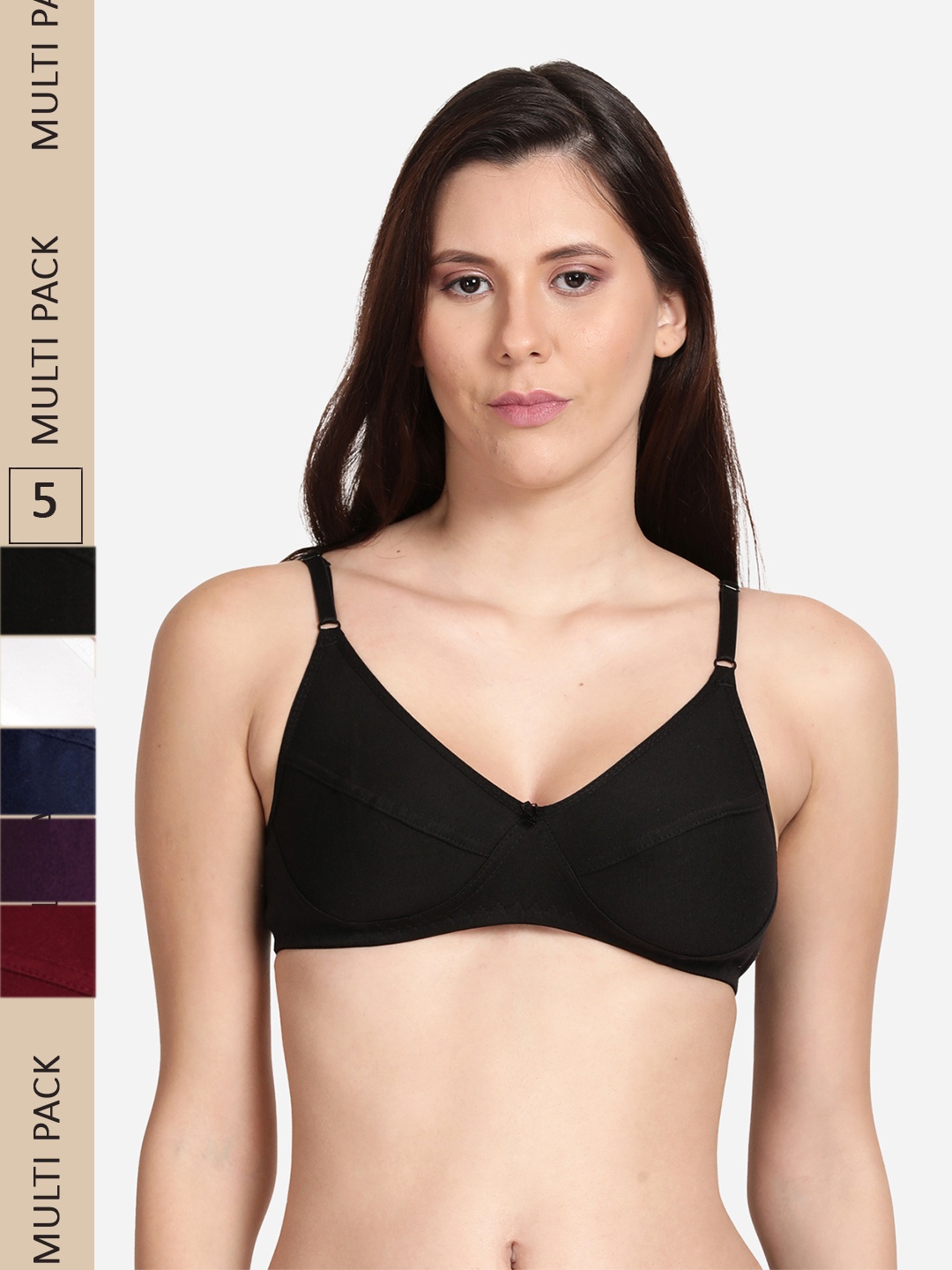 

shyaway Pack of 5 Non Padded Non Wired Everyday Cotton Bra, Maroon