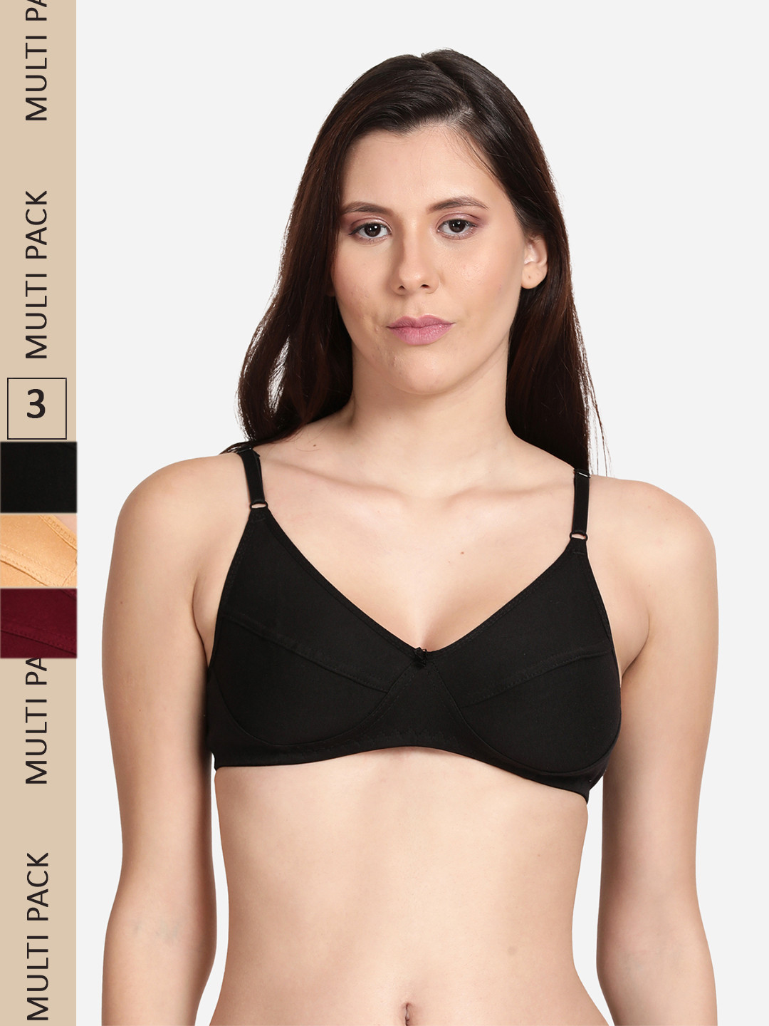 

shyaway Pack of 3 Non Padded Non Wired Everyday Cotton Bra, Maroon