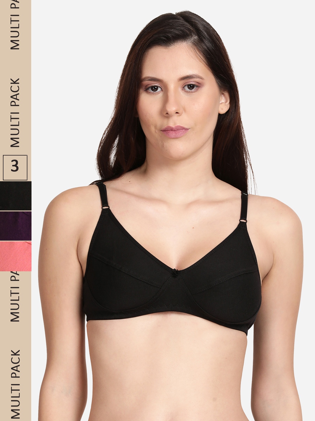 

shyaway Pack Of 3 Non Padded Everyday Bra, Pink