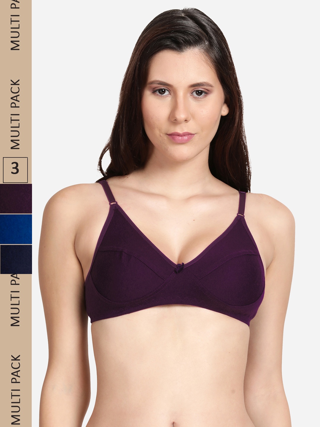 

shyaway Pack Of 3 Non Padded Everyday Bra, Blue
