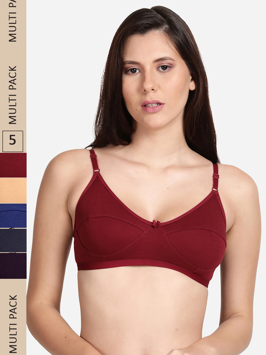 

shyaway Pack Of 5 Non Padded Everyday Bra, Maroon