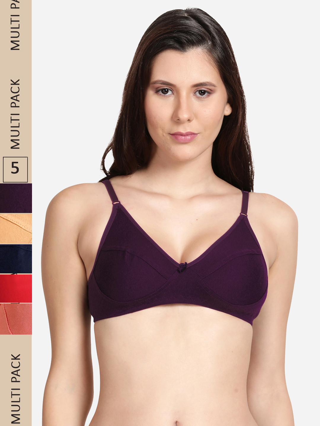 

shyaway Pack Of 5 Non Padded Everyday Bra, Pink