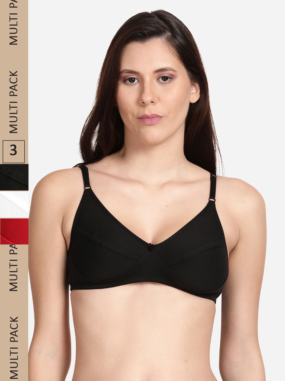 

shyaway Pack Of 3 Non Padded Everyday Bra, Black