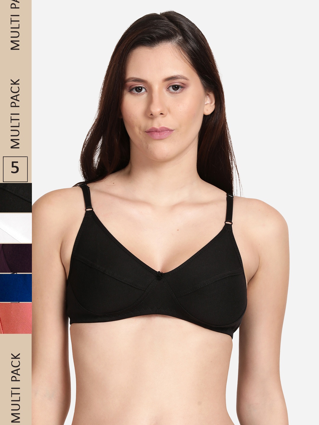 

shyaway Pack Of 5 Non Padded Everyday Bra, Pink