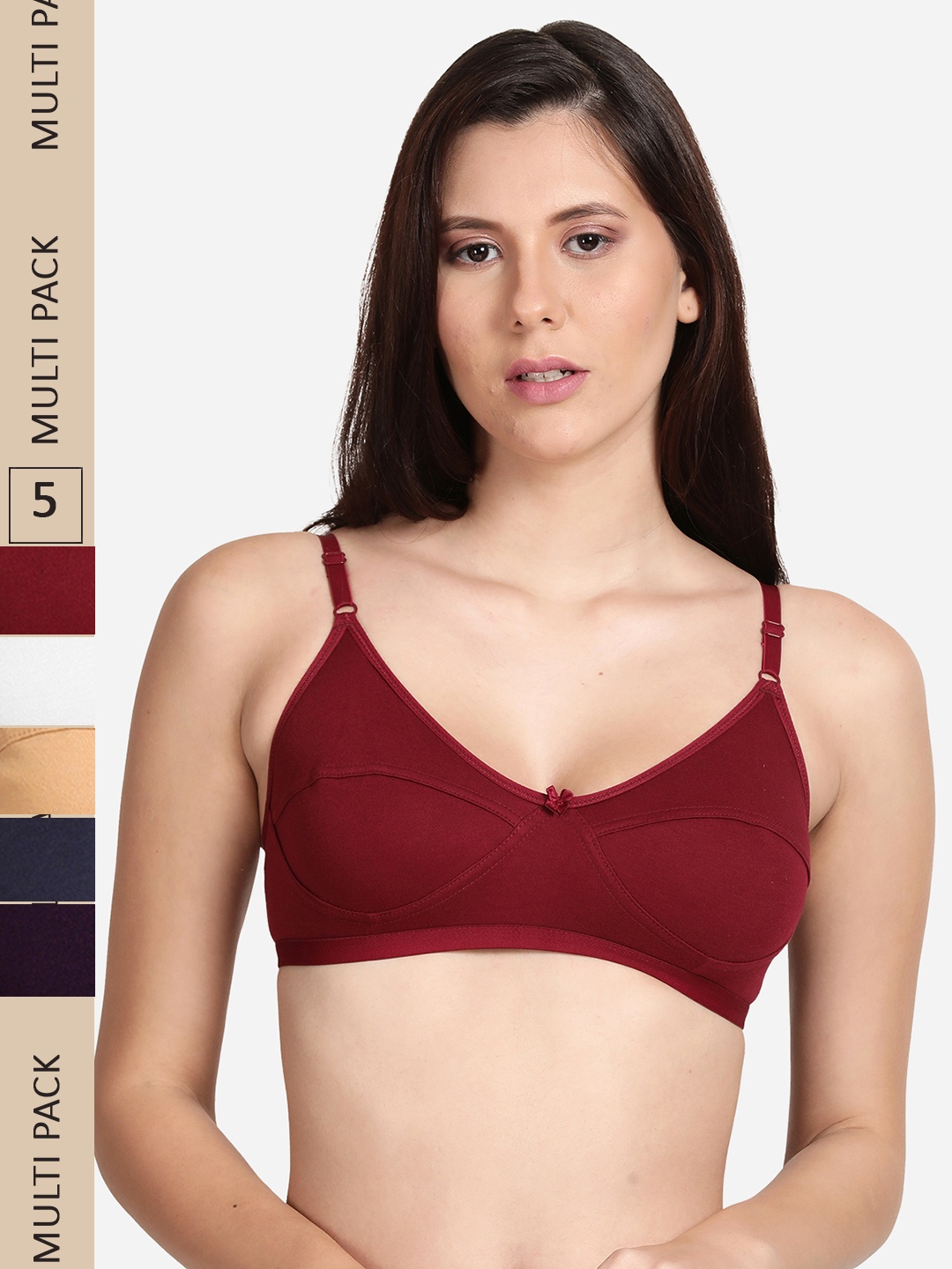 

shyaway Pack Of 5 Non Padded Everyday Bra, Maroon