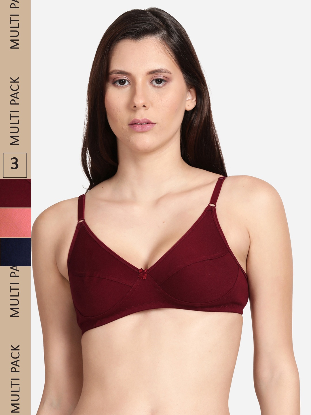 

shyaway Pack Of 3 Non Padded Everyday Bra, Navy blue