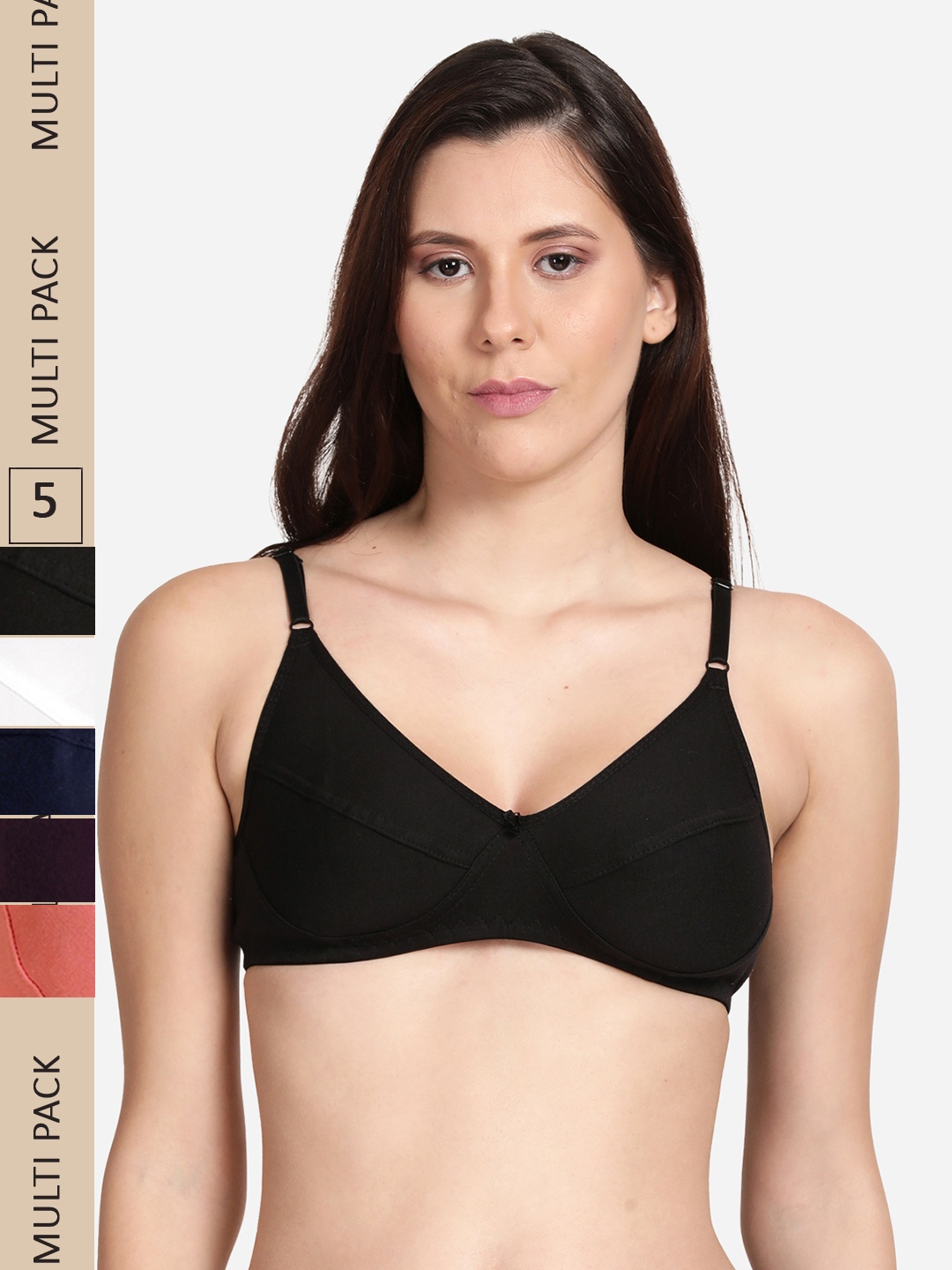 

shyaway Pack Of 5 Non Padded Everyday Bra, Navy blue