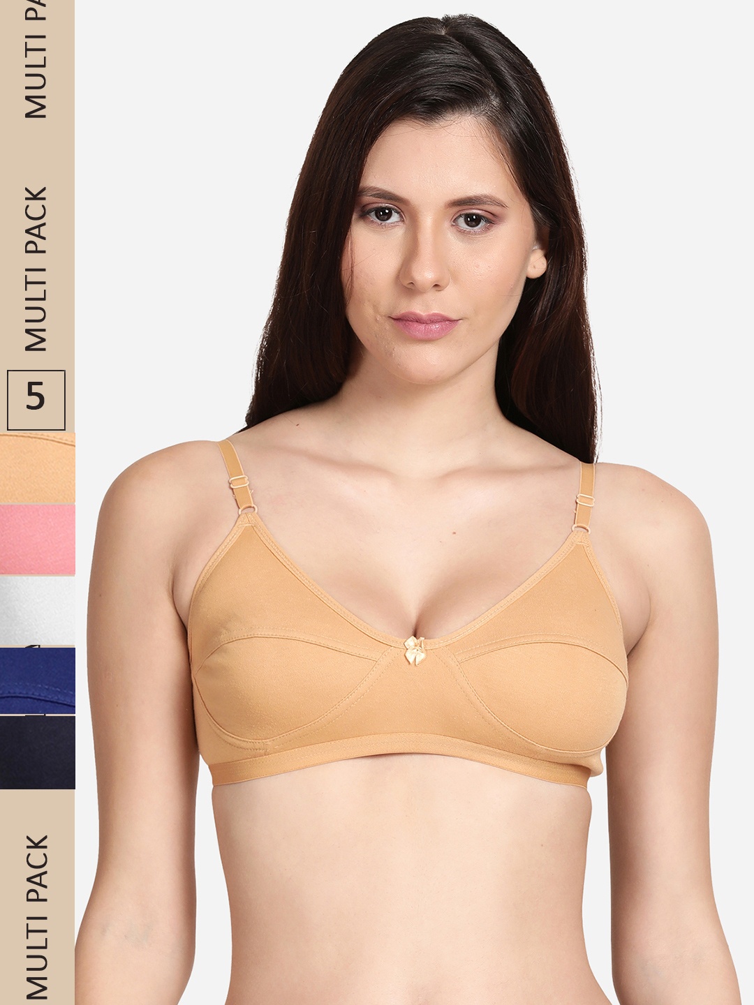 

shyaway Pack Of 5 Non-Wired Non Padded Bra, Nude