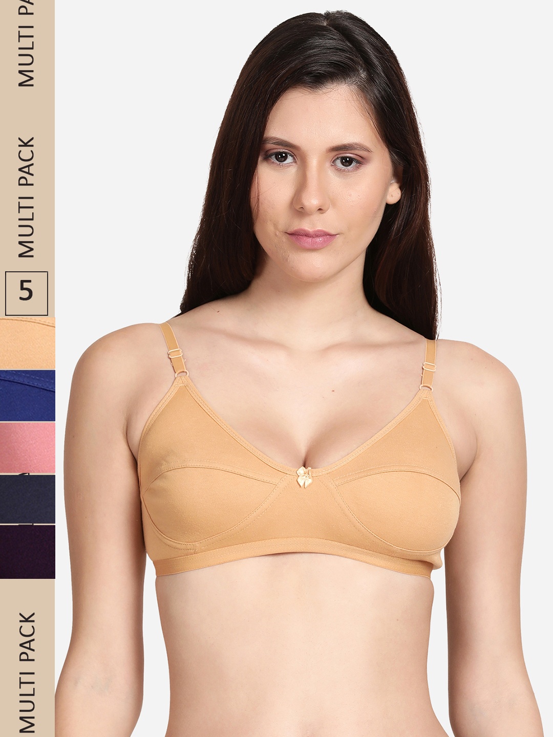 

shyaway Pack Of 5 Non-Wired Non Padded Bra, Nude