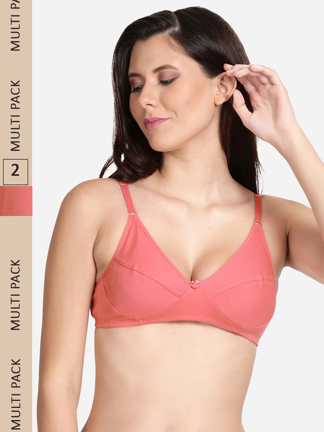 

shyaway Pack Of 2 Non-Wired Non Padded Bra, Pink