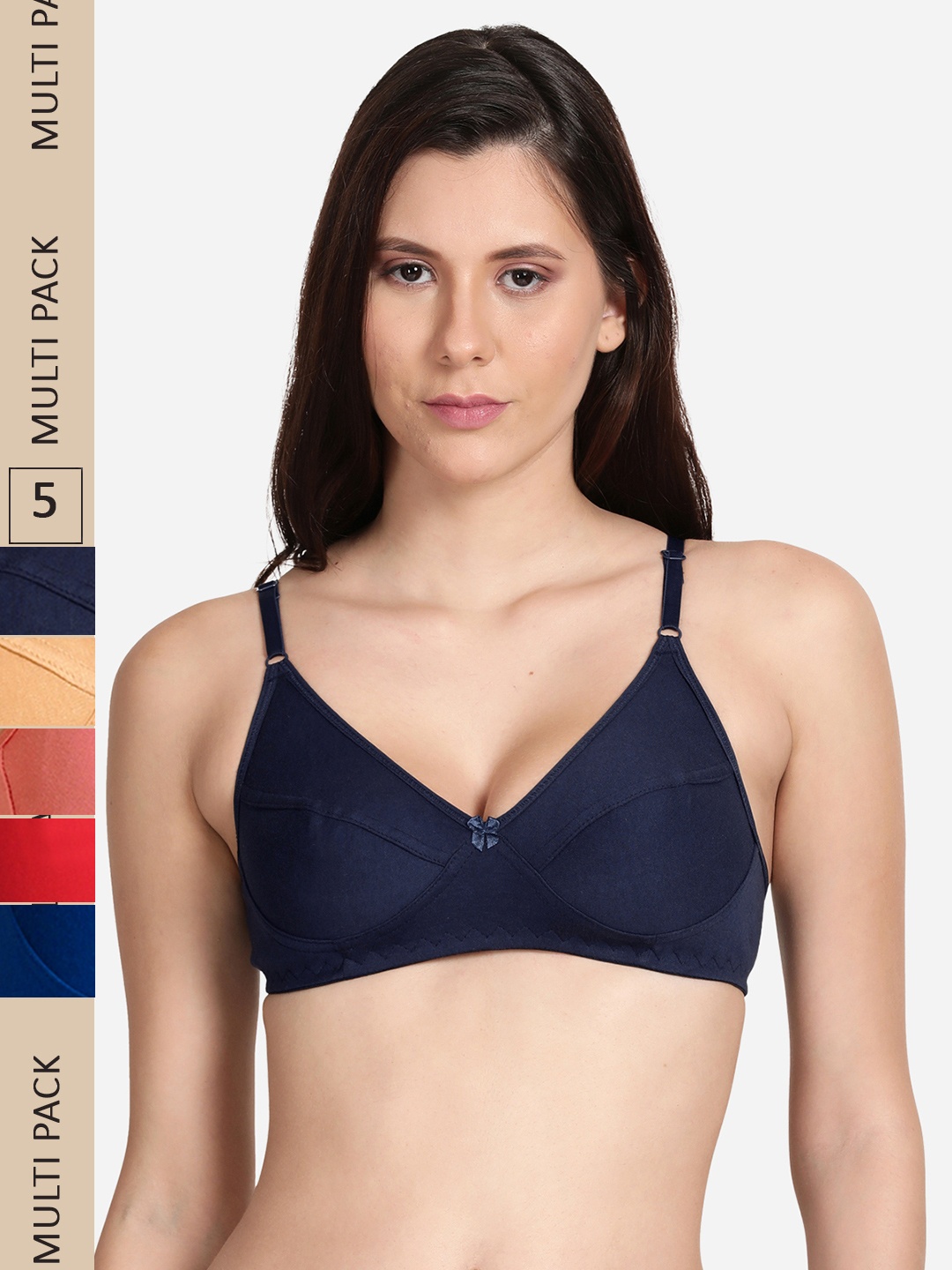 

shyaway Pack Of 5 Non Padded All Day Cotton Comfort Bra, Pink