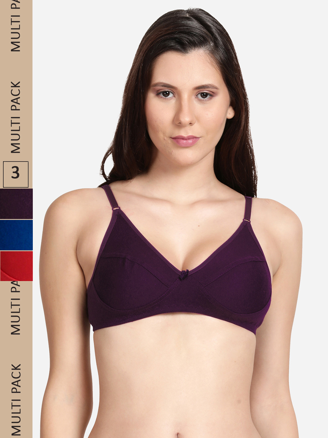 

shyaway Pack Of 3 Non Padded All Day Cotton Comfort Bra, Blue