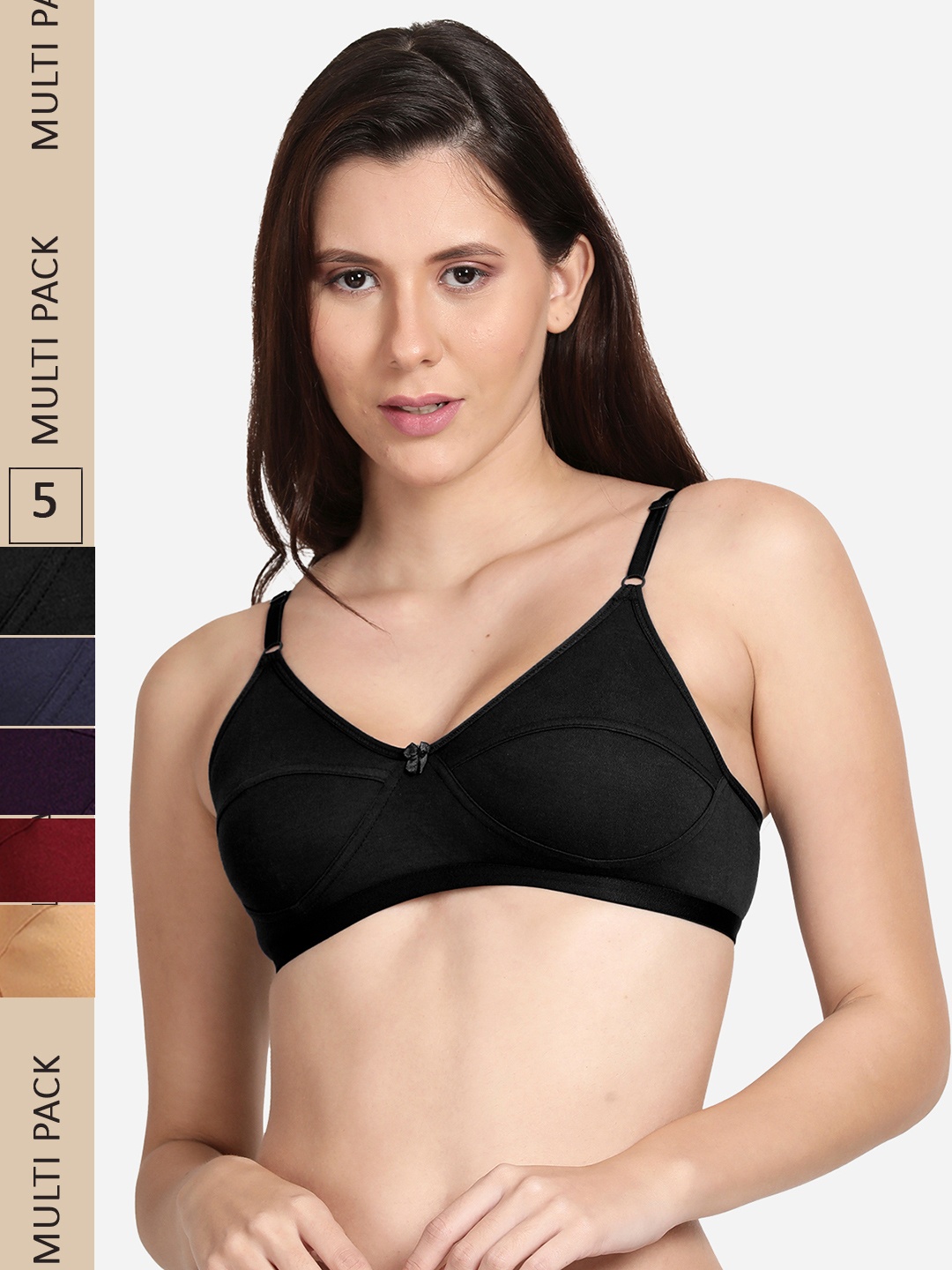 

shyaway Pack Of 5 Non Padded All Day Cotton Comfort Bra, Nude
