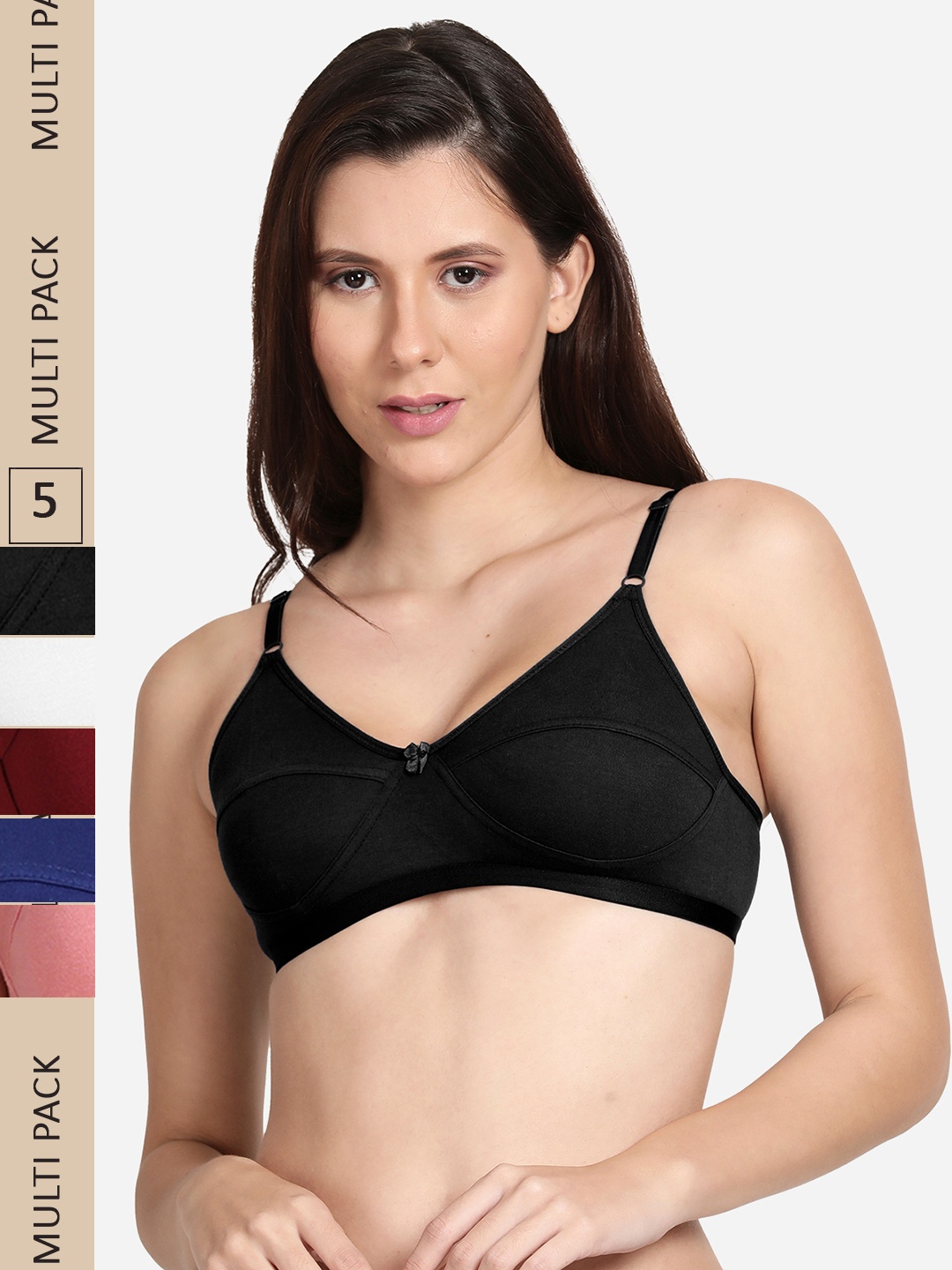 

shyaway Pack Of 5 Non Padded All Day Cotton Comfort Bra, Pink